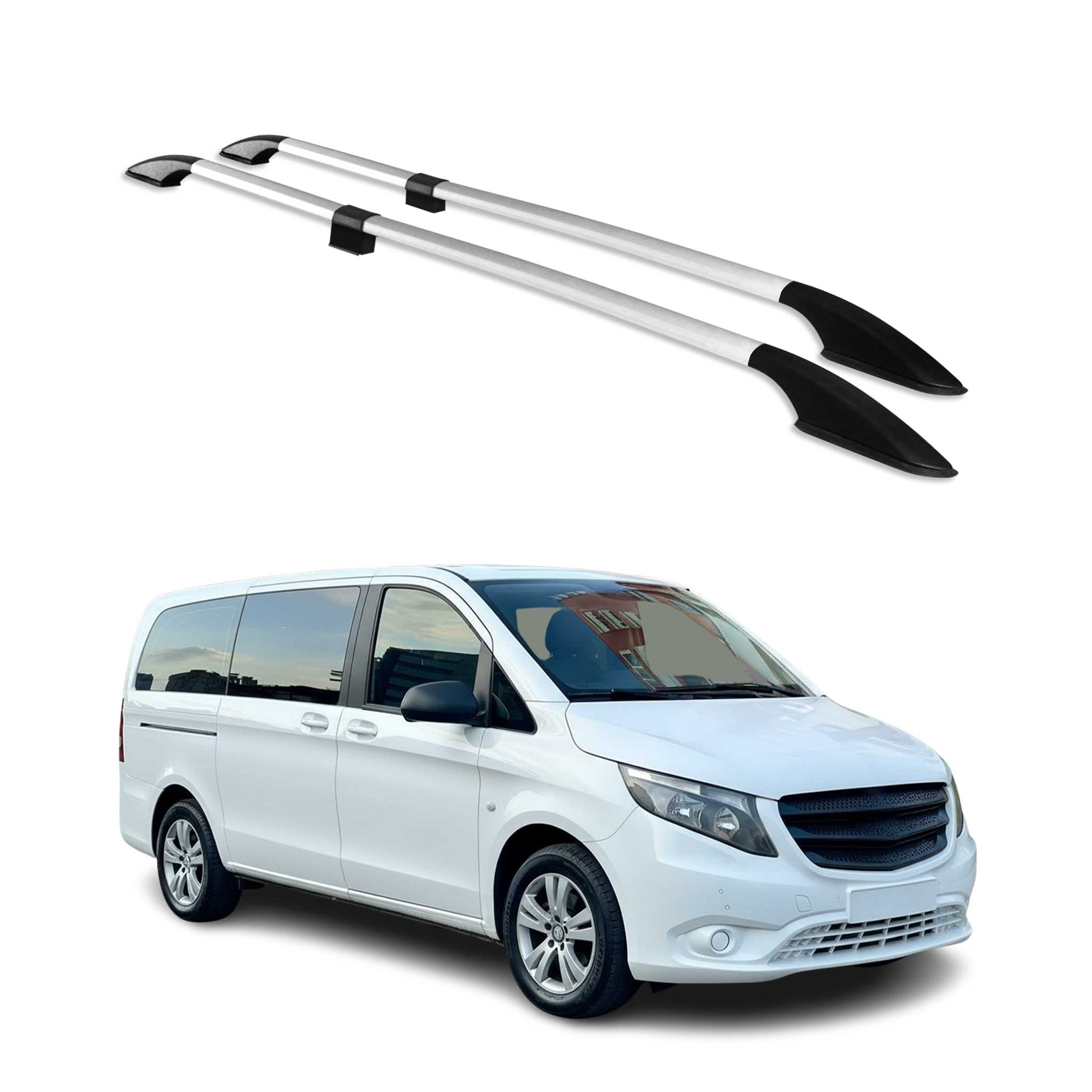 Dachreling für Mercedes Vito / V-Klasse W639 W447 2003-2026 L2 Lang Alu Grau