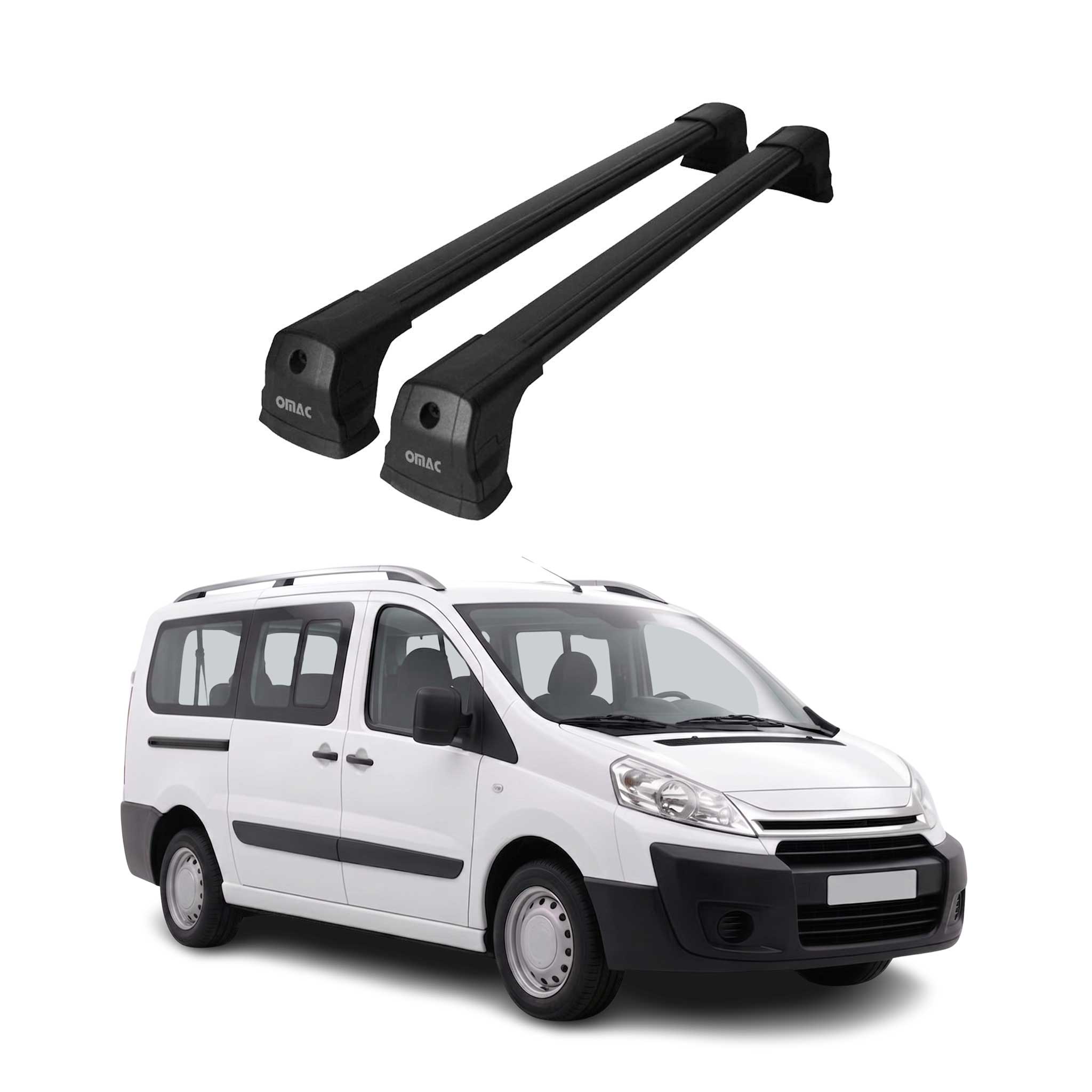 Dachträger Grundträger für Citroen Jumpy II 2007-2016 75kg Aluminium Schwarz 2x