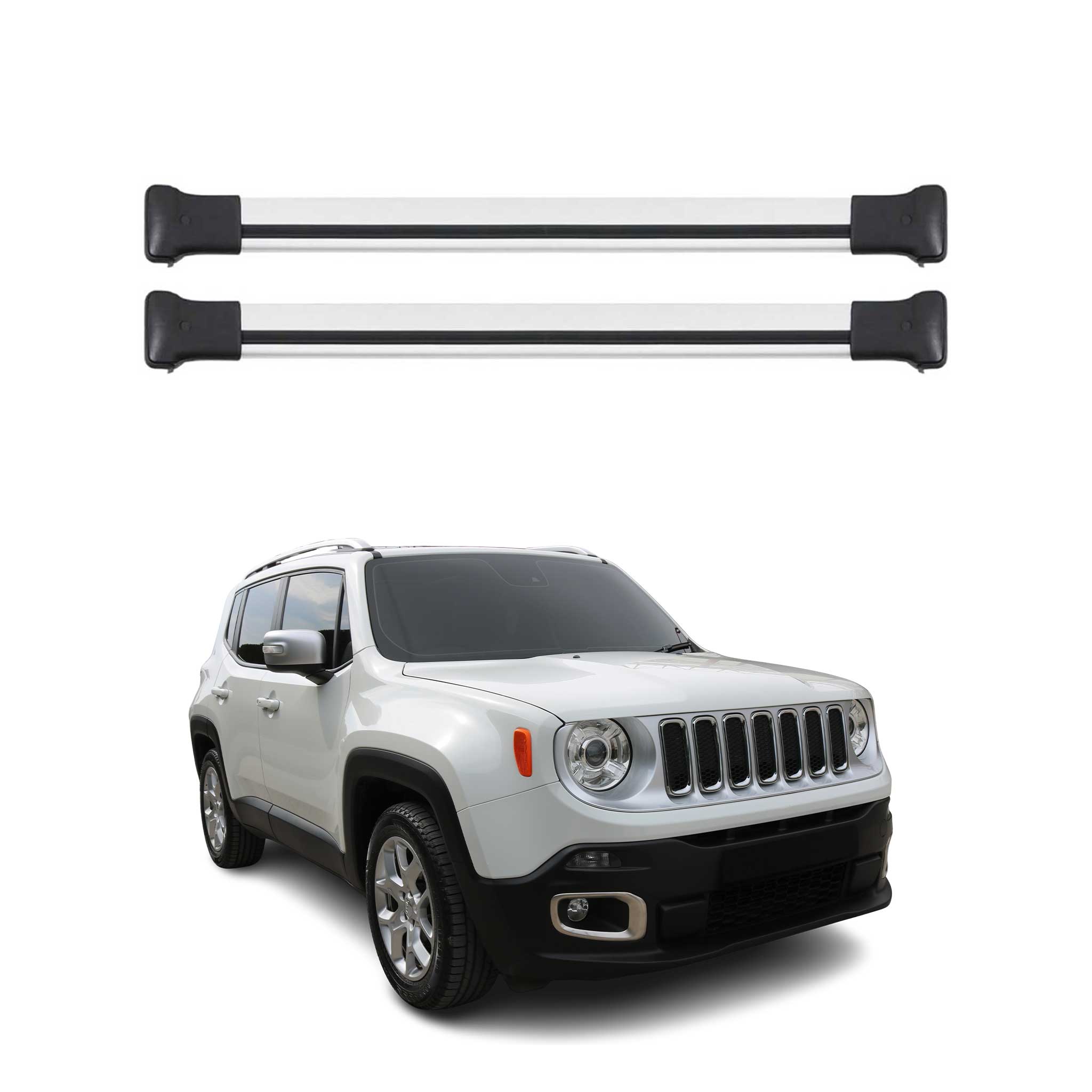 Dachträger Grundtäger für Jeep Renegade 2015-2025 75kg Aluminium Silber 2tlg