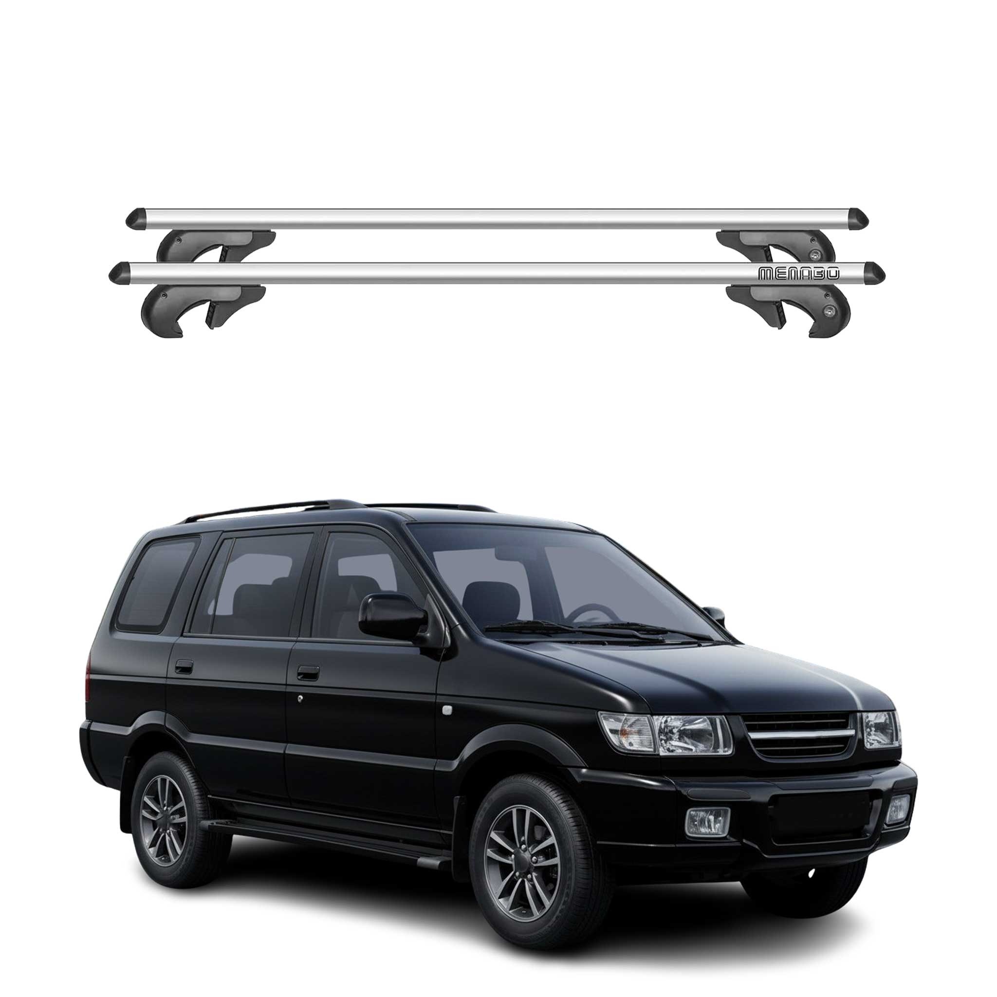 Menabo Dachträger Grundtäger für Chevrolet Tavera 1998-2017 90kg Alu Silber 2x