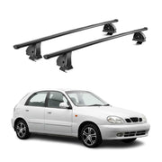 Stahl Dachträger für Daewoo Lanos Schrägheck 1997-2002 TÜV 75 kg 2tlg Schwarz