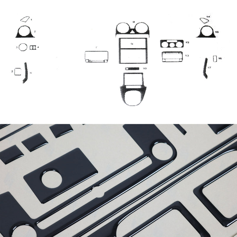 Innenraum Dekor Cockpit für VW Caddy 2003-2010 Piano Schwarz Optik 17tlg