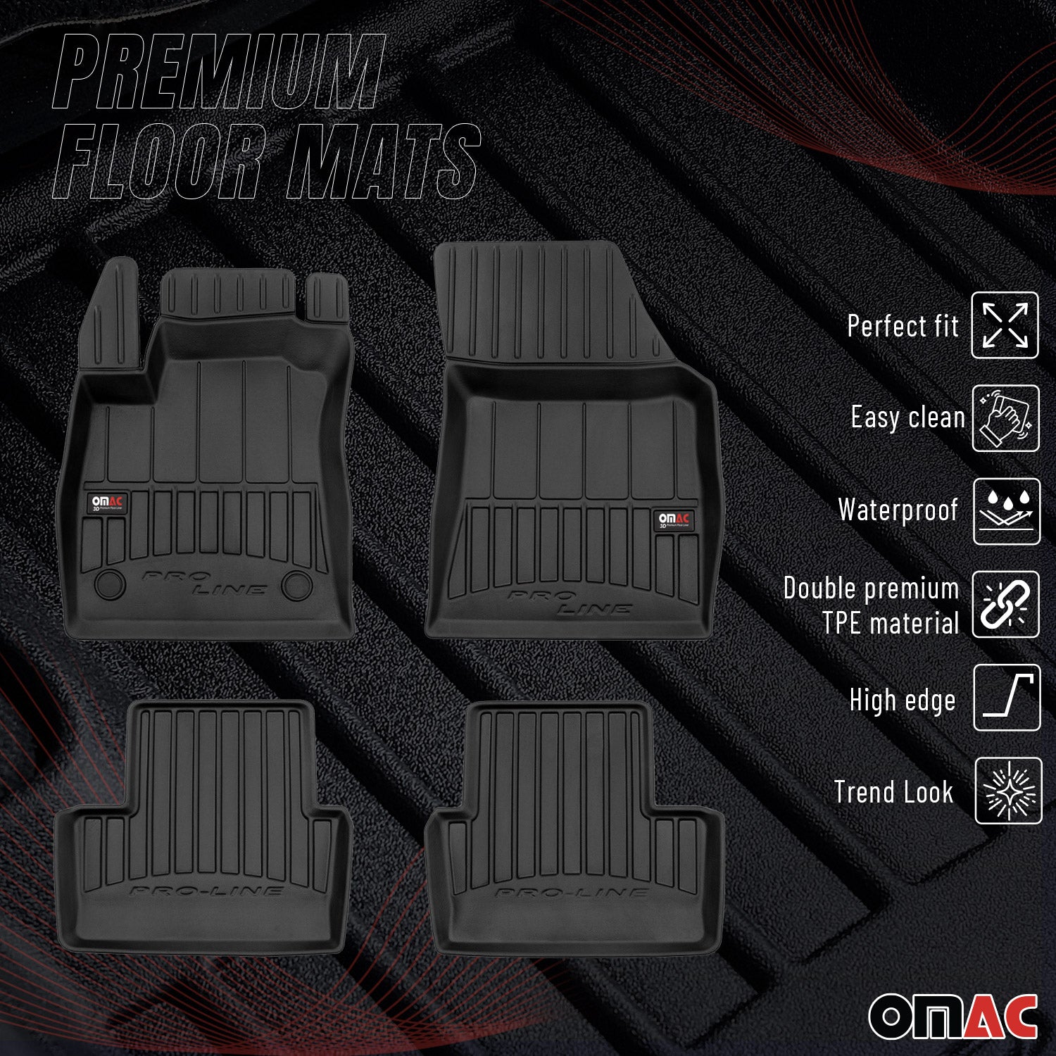 OMAC Gummi Fußmatten für Renault Megane 2016-2022 Premium TPE Automatten 4tlg