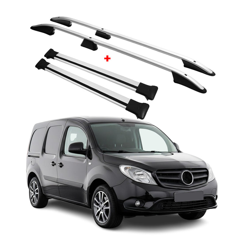 Dachreling + Dachträger für Renault Kangoo / Citan L1 Kurzer Aluminium Grau 4x