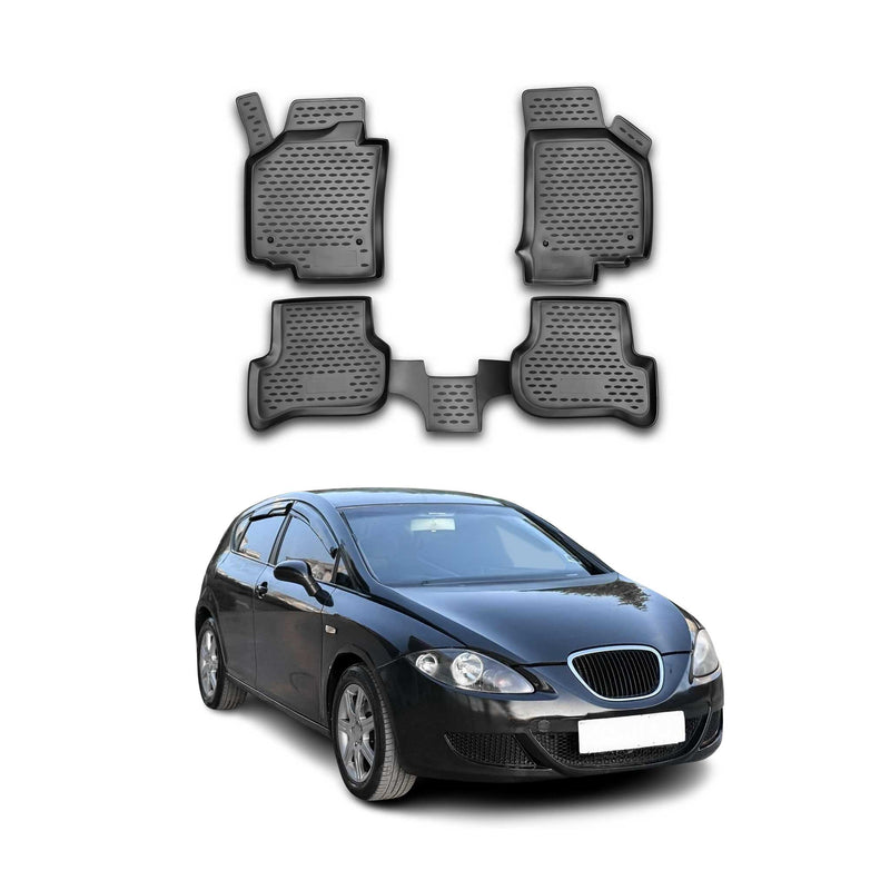 OMAC Gummimatten Fußmatten für Seat Leon 2005-2012 TPE Automatten Schwarz 4x