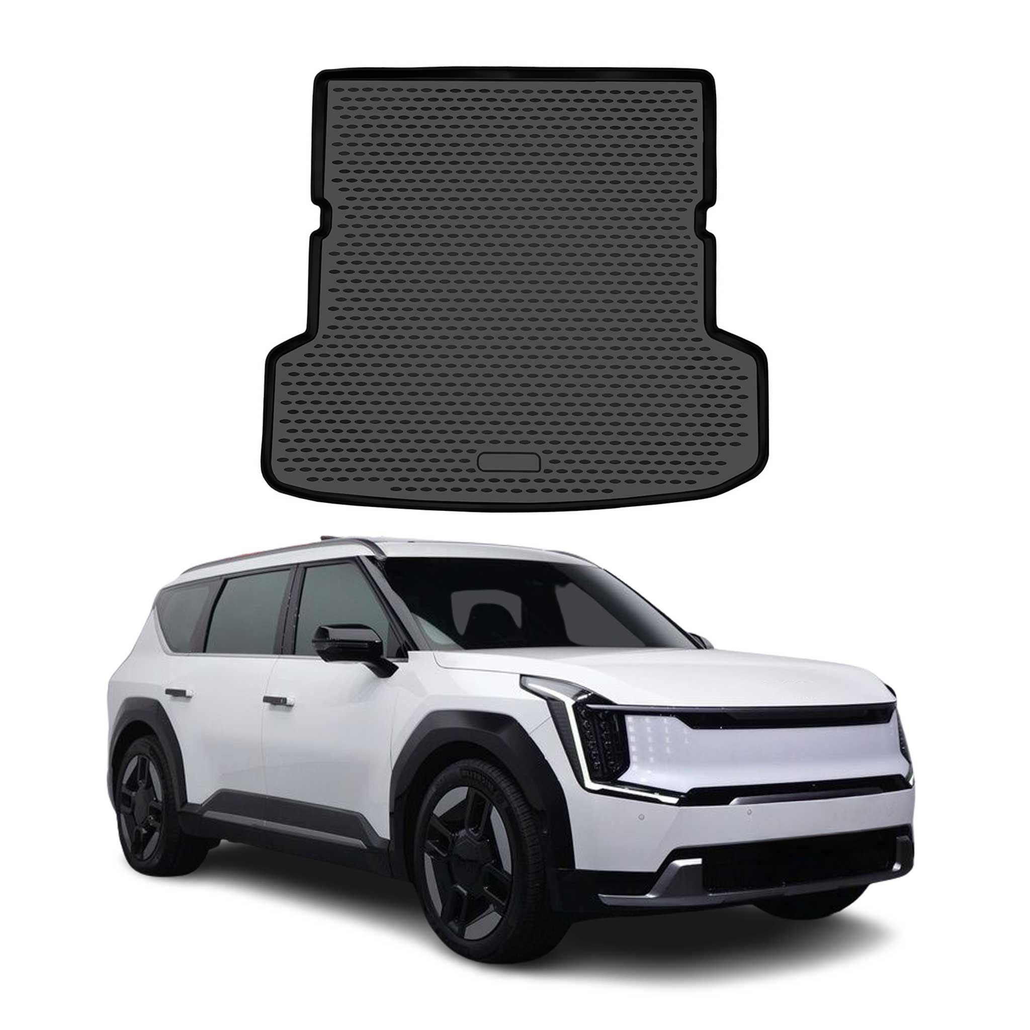 Kofferraummatte Laderaumwanne für Kia EV9 2023-2026 TPE Schwarz 1 tlg