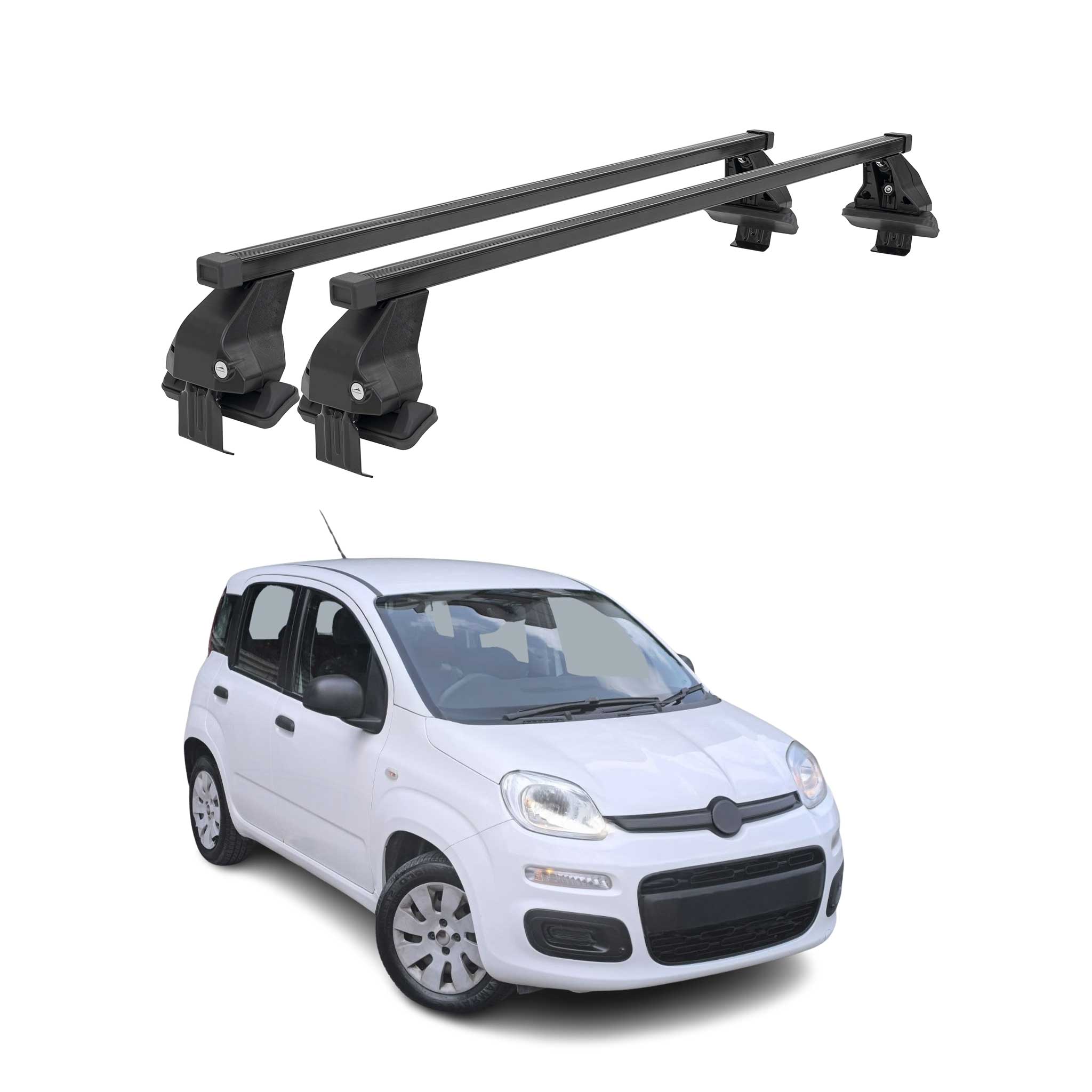 Menabo Dachträger Grundtäger für Fiat Panda 2012-2026 50kg Stahl Schwarz 2 tlg