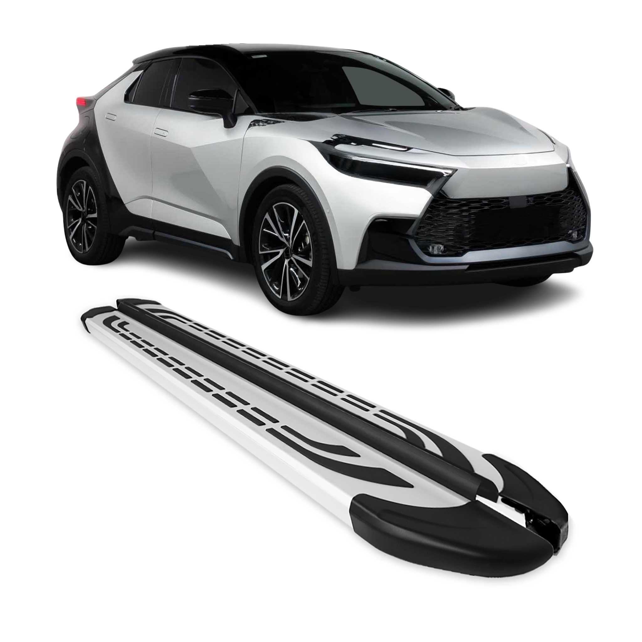 Trittbretter Seitenschweller für Toyota C-HR AX20 2023-2026 Alu Grau