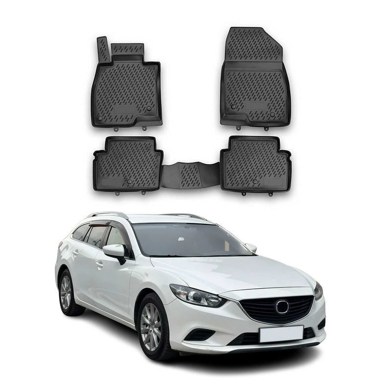OMAC Gummimatten Fußmatten für Mazda 6 Kombi 2012-2021 TPE Automatten Schwarz 4x