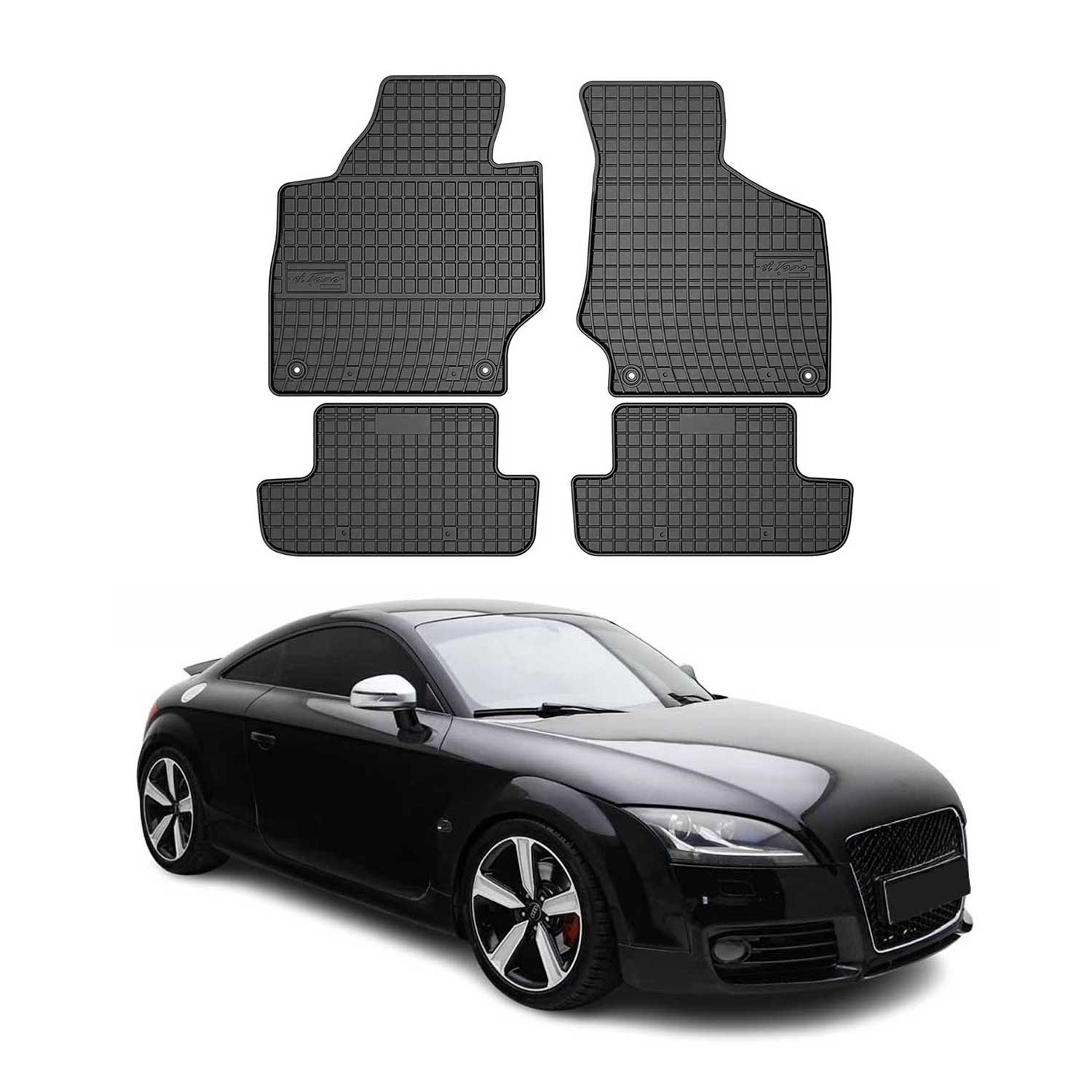 OMAC Gummi Fußmatten für Audi TT MK2 8J 2006-2014 Automatten Gummi Schwarz 4tlg