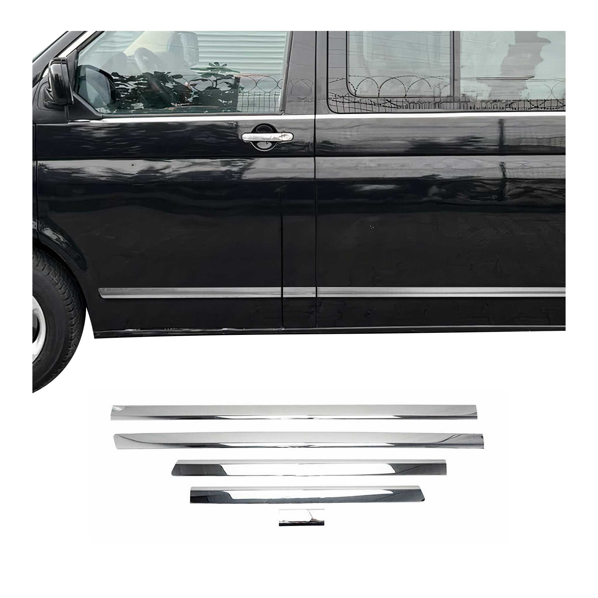 Seitentürleiste Türschutz für VW Transporter T5 2003-2015 LHD Kurzer Chrom 5x