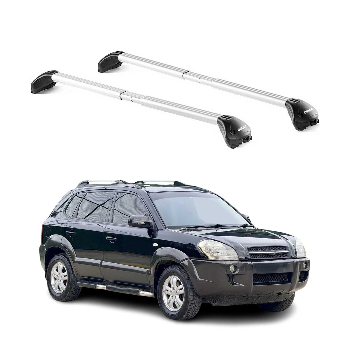 Dachträger Grundtäger für Hyundai Tucson mk1 2004-2010 100kg Alu Silber 2x ABE