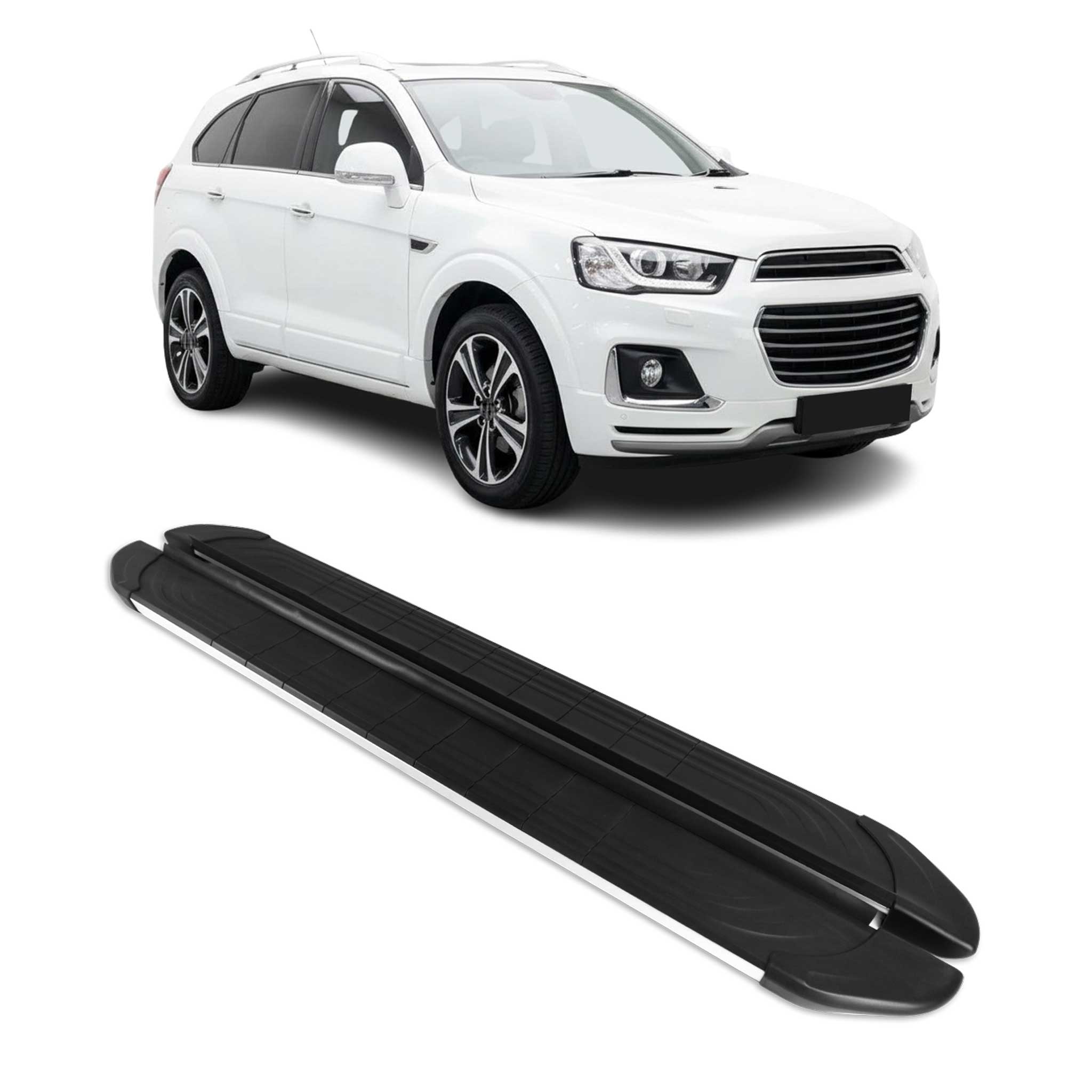 Trittbretter Seitenschweller für Chevrolet Captiva 2019-2026 Alu Schwarz Grau