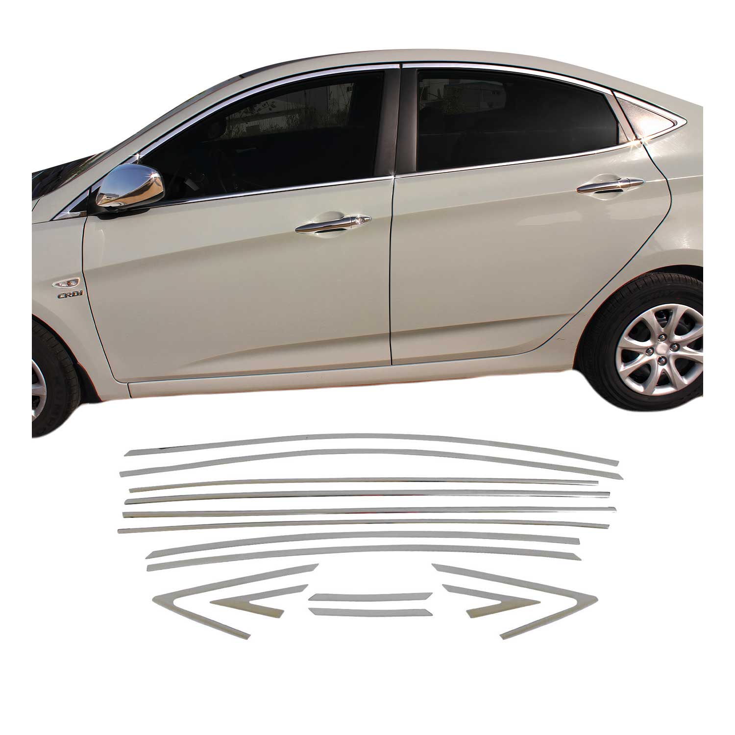 Fensterleisten Zierleisten für Hyundai Accent Blue Solaris 2012-2020 Chrom 14tlg