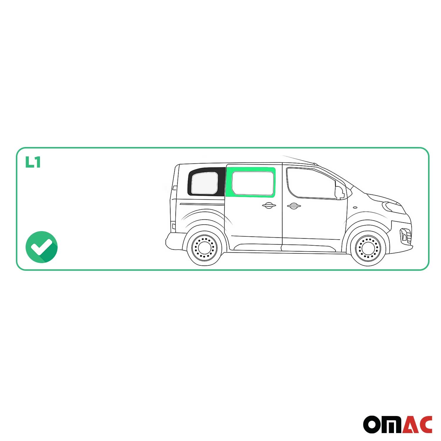 Seitenfenster Sicherheitsglas für Fiat Scudo 2022-2026 Rechts L1 Schwarz