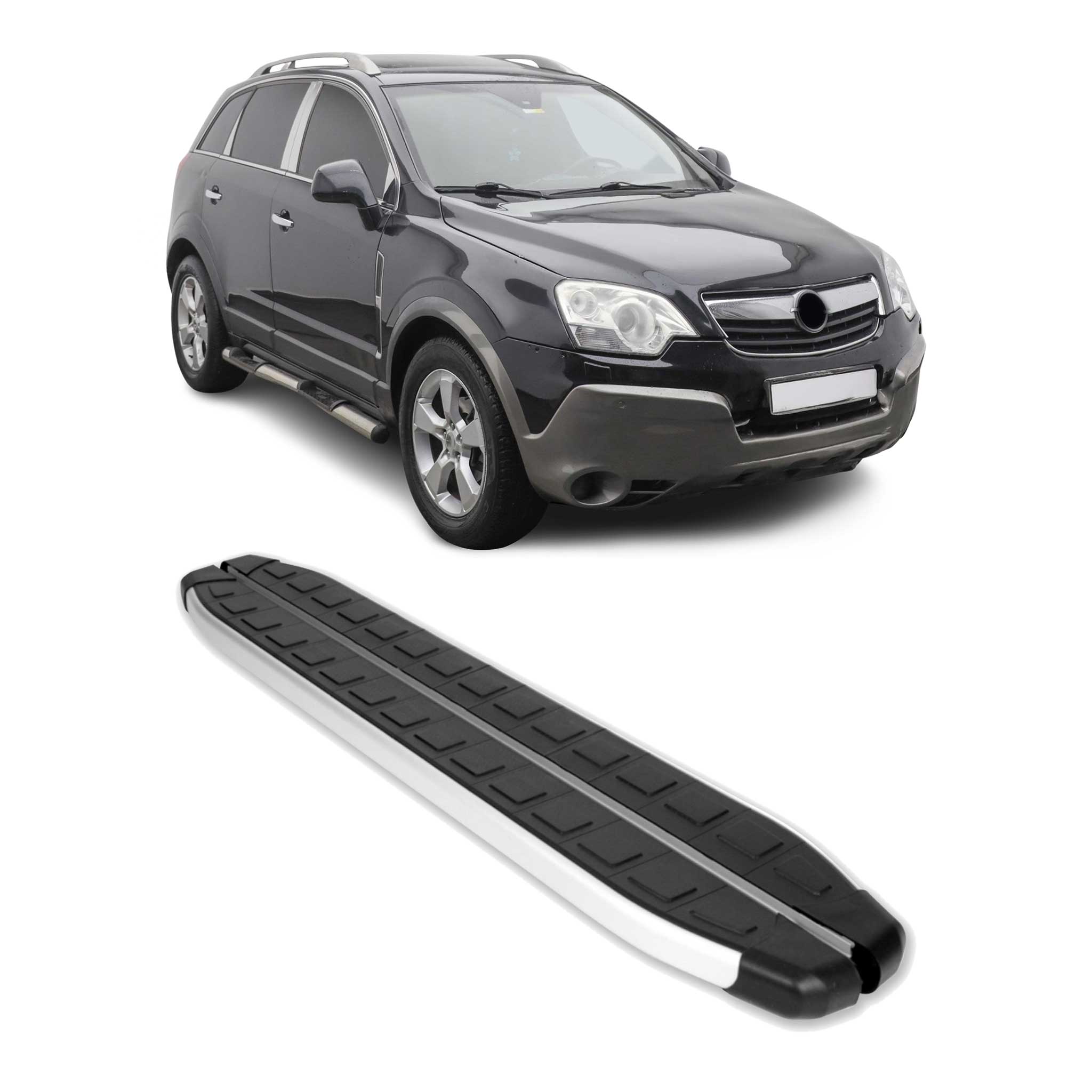 Seitenschweller Seitenbretter Trittbretter für Opel Antara 2006-2015 Alu Schwarz
