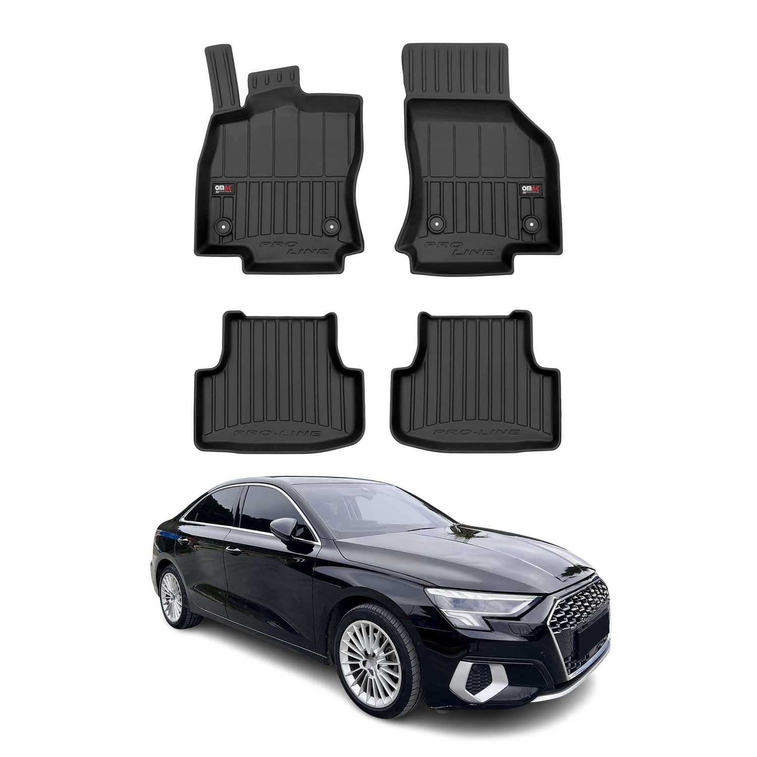 Fußmatten Gummimatten für Audi A3 8Y Limo A3 Sportback 2020-26 OMAC Premium 4tlg