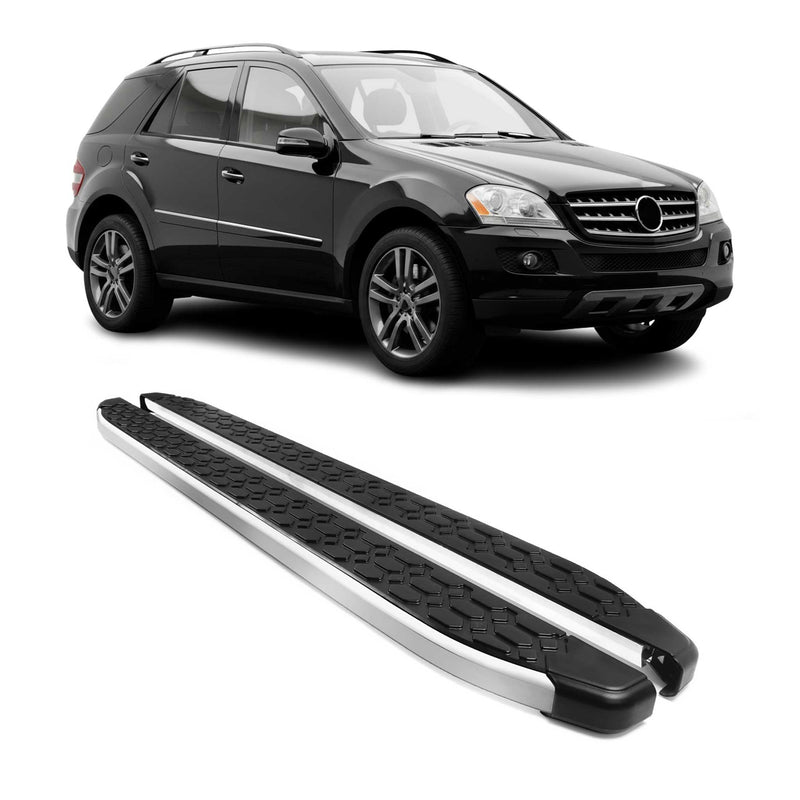Alu Trittbretter Seitenschweller für Mercedes ML W164 2006-2011 Schwarz Silber