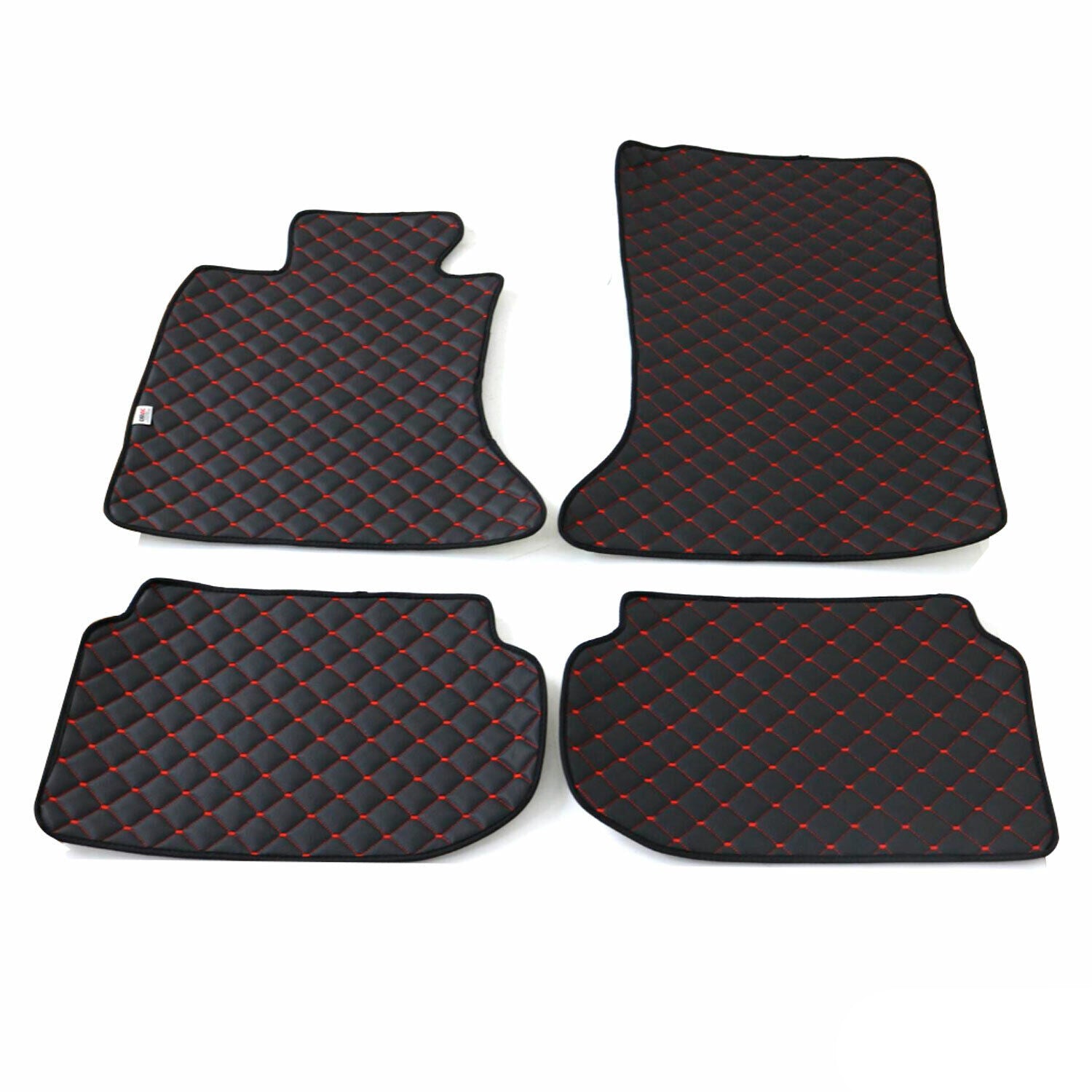 Fußmatten Leder Automatten für BMW 5er F10 2010-2017 Kunstleder Schwarz Rot 4tlg