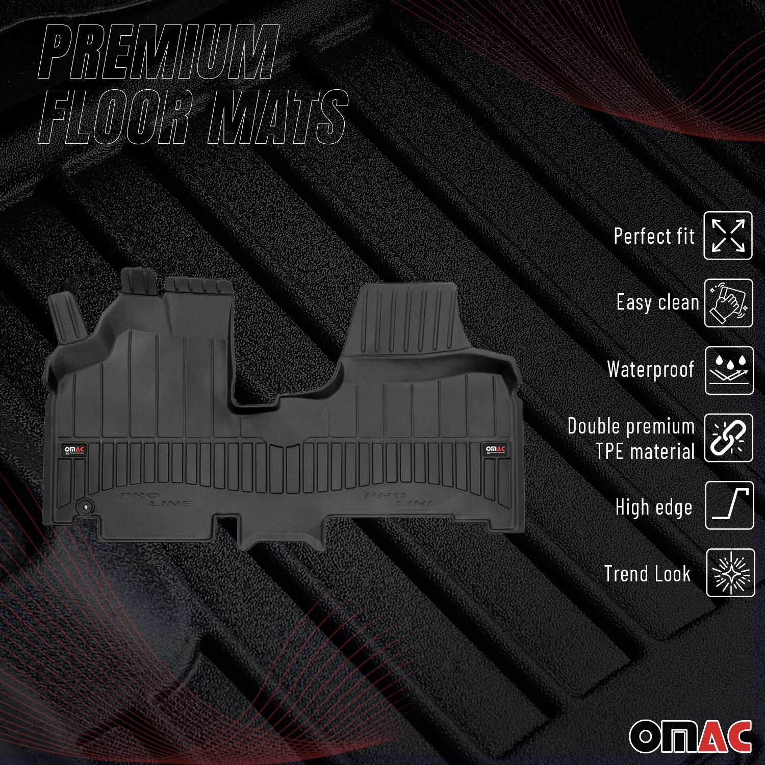 OMAC Gummi Fußmatten für Peugeot Expert 2007-2016 Premium TPE Automatten 1 tlg