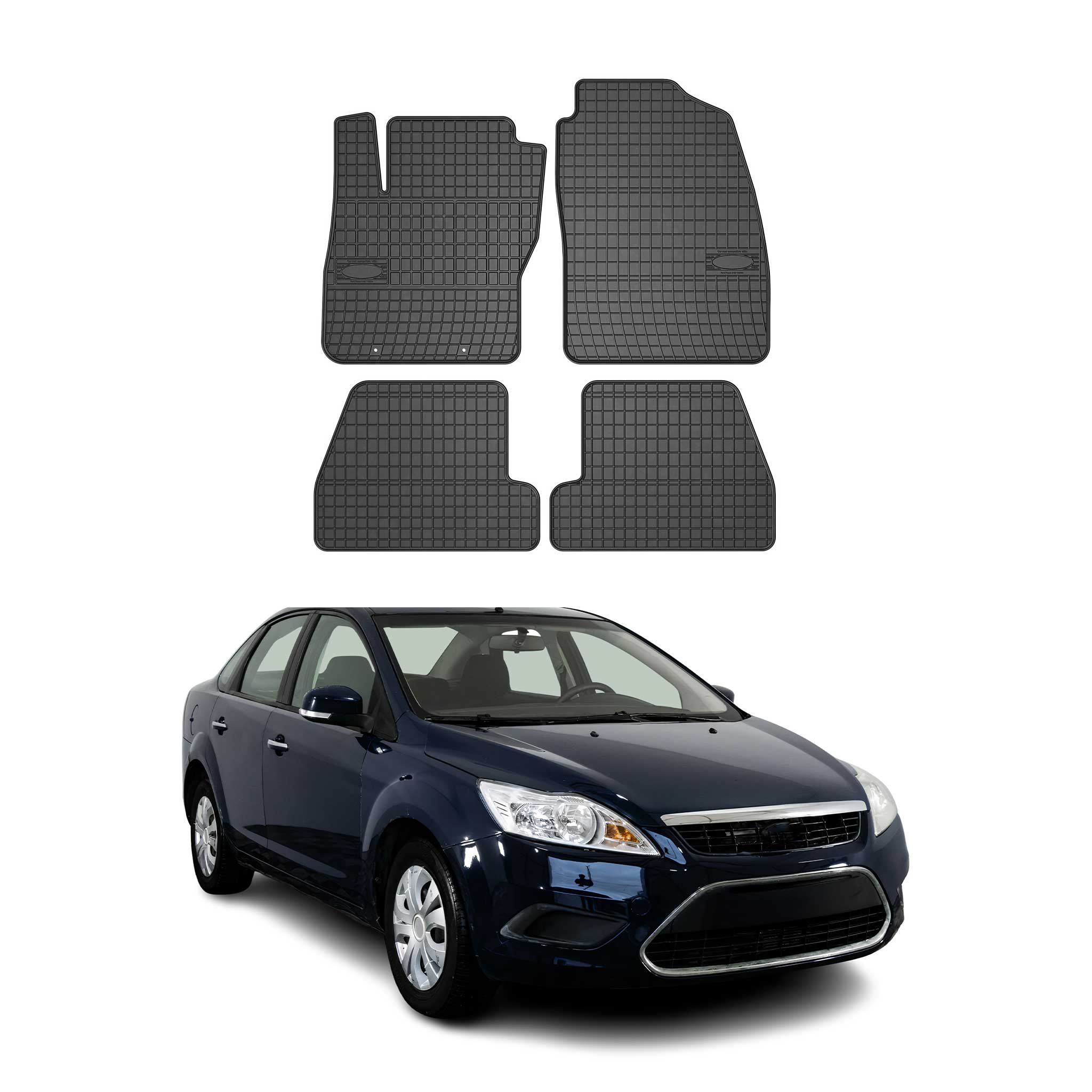 OMAC Gummi Fußmatten für Ford Focus mk2 2004-2011 Automatten Schwarz 4x