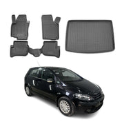 Fußmatten & Kofferraumwanne Set für VW Golf Plus 2004-2014 5tür TPE Schwarz
