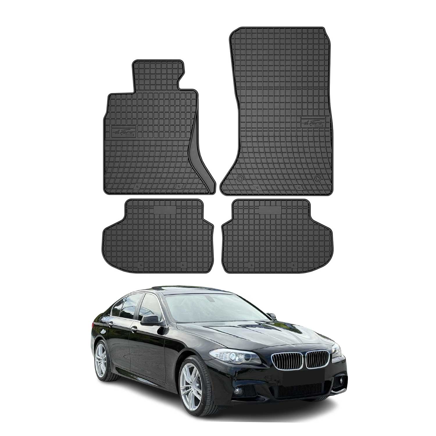 OMAC Gummi Fußmatten für BMW 5er F10 F11 xDrive 2013-2017 Automatten Schwarz 4x