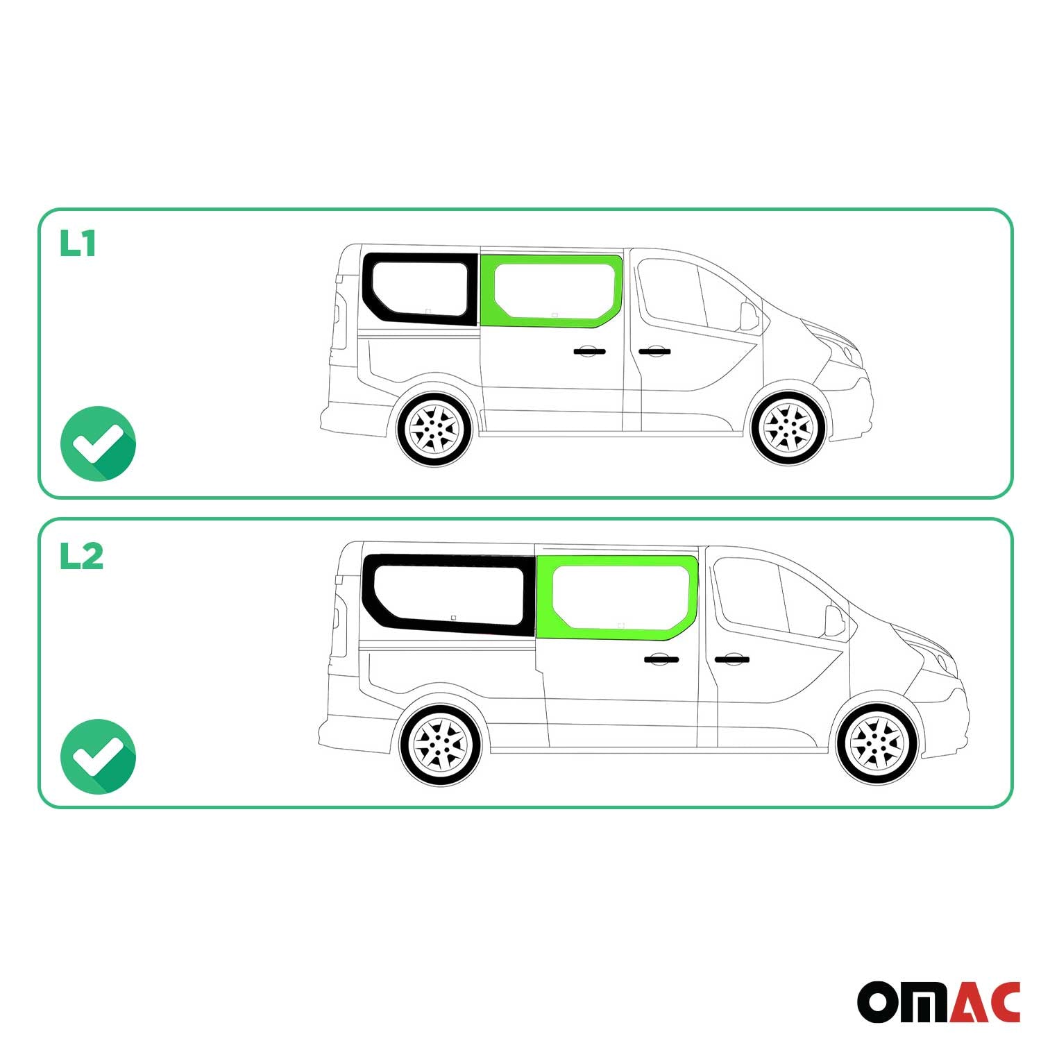 Seitenfenster Sicherheitsglas für Opel Vivaro B 2014-19 Schiebetür Rechts L1 L2