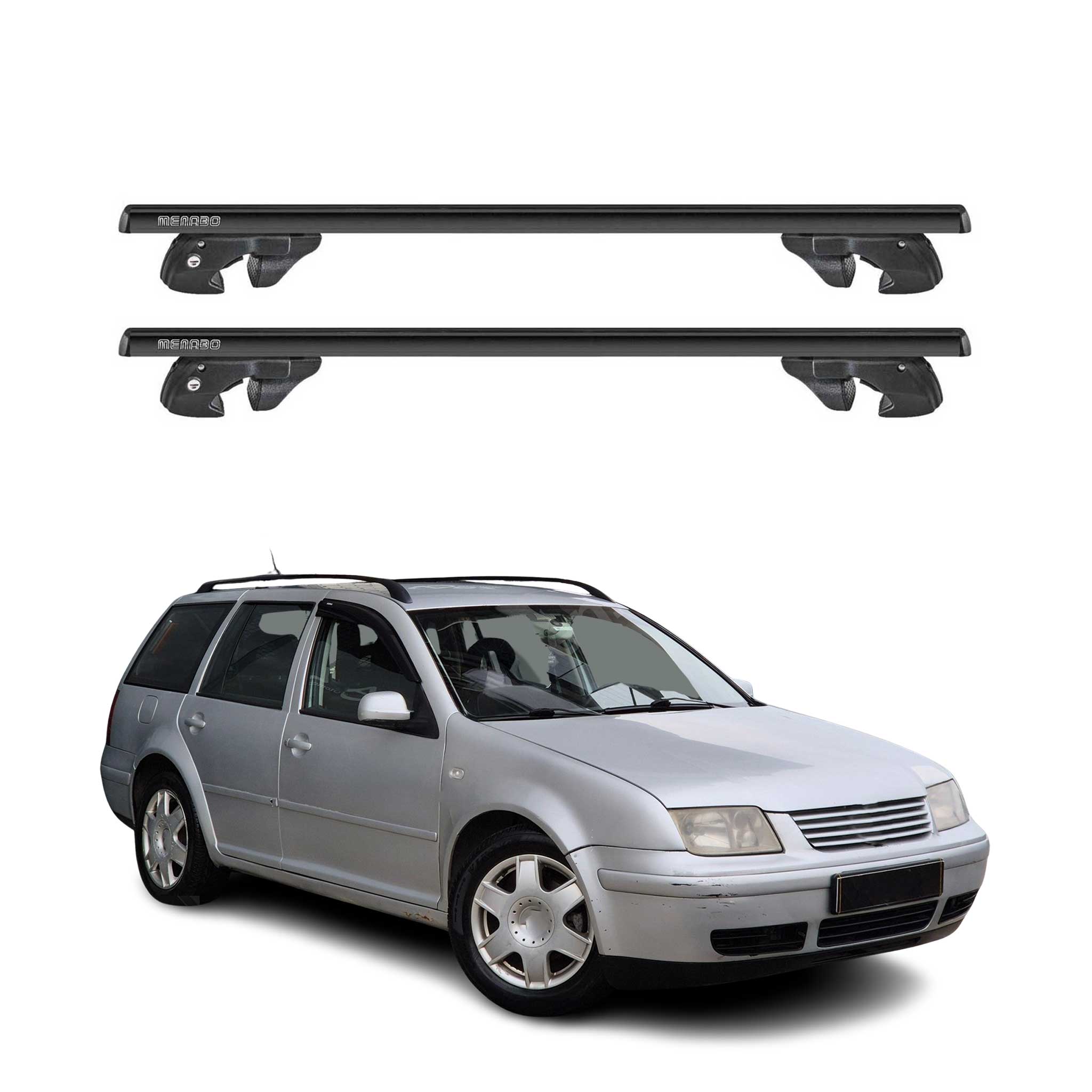 Dachträger Grundtäger für VW Bora Variant 1999-2005 Alu 90kg TÜV Schwarz 2tlg
