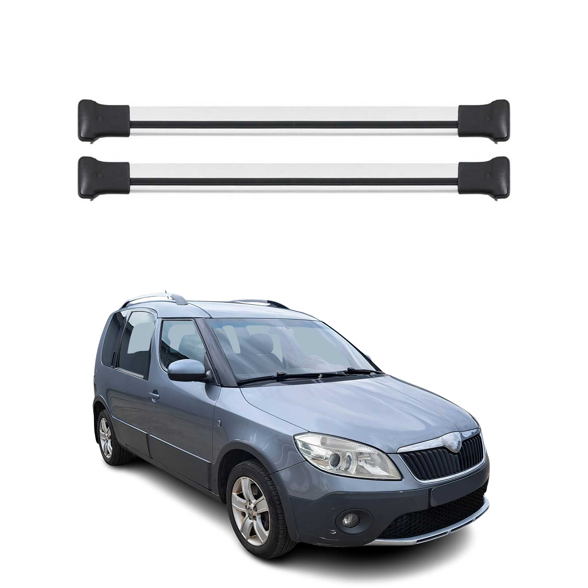Dachträger Grundtäger für Skoda Roomster 2006-2010 Pre-FL 75kg Alu Silber 2 tlg
