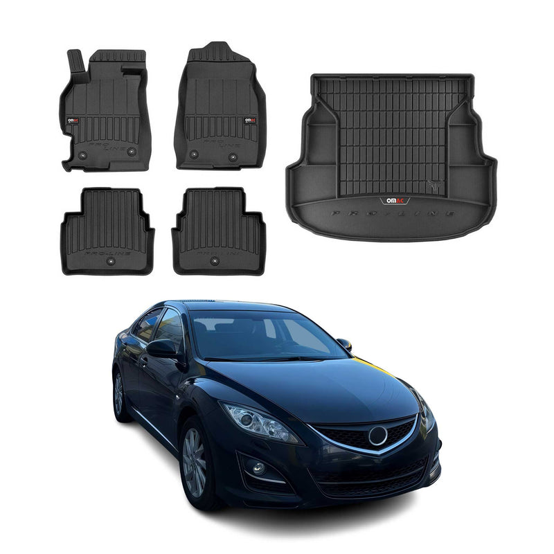 OMAC Fußmatten & Kofferraumwanne Set für Mazda 6 GH Kombi 2007-2012 Gummi 5x