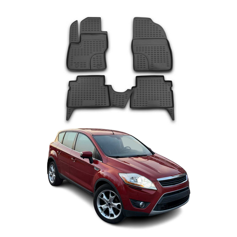 OMAC Gummimatten Fußmatten für Ford Kuga 2008-2013 TPE Automatten Schwarz 4x