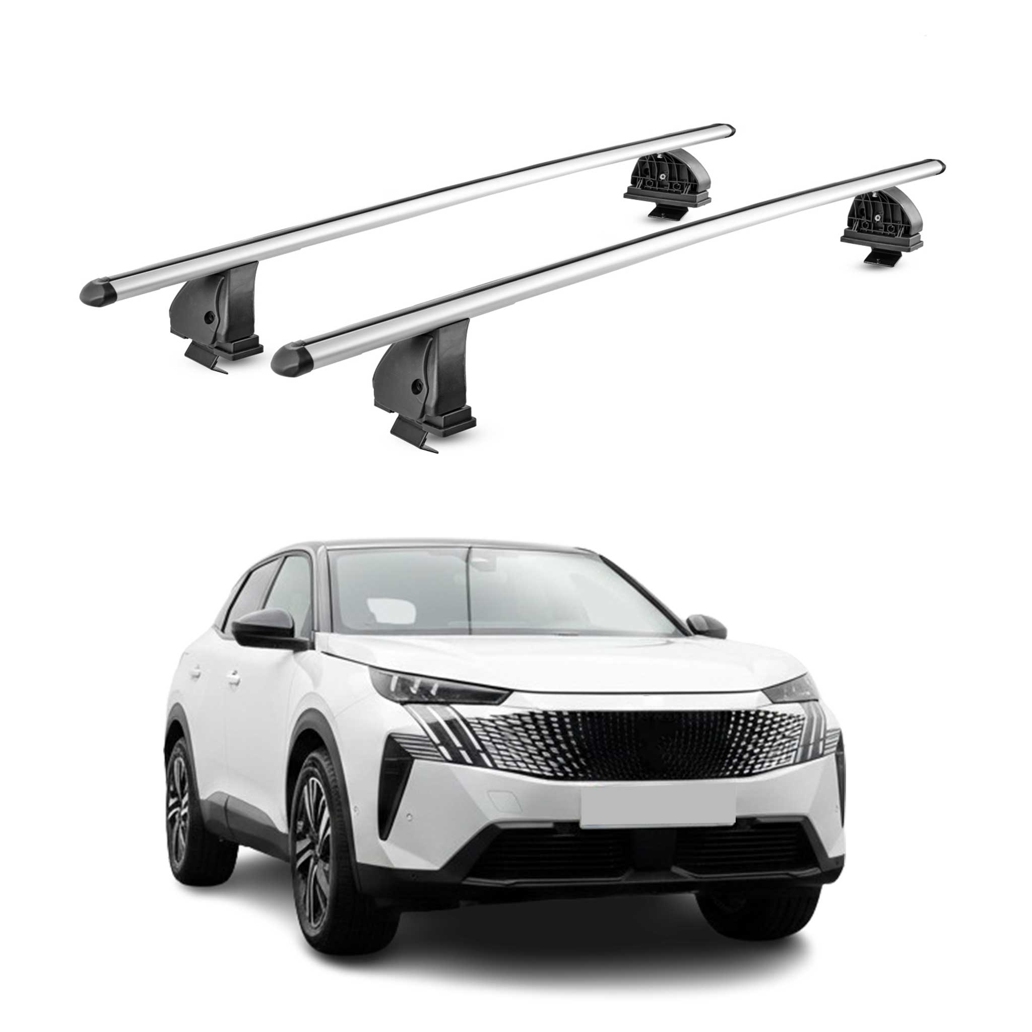 Alu Dachträger für Peugeot 3008 III 2024-2026 TÜV T-Nut 75 kg 2tlg Silber