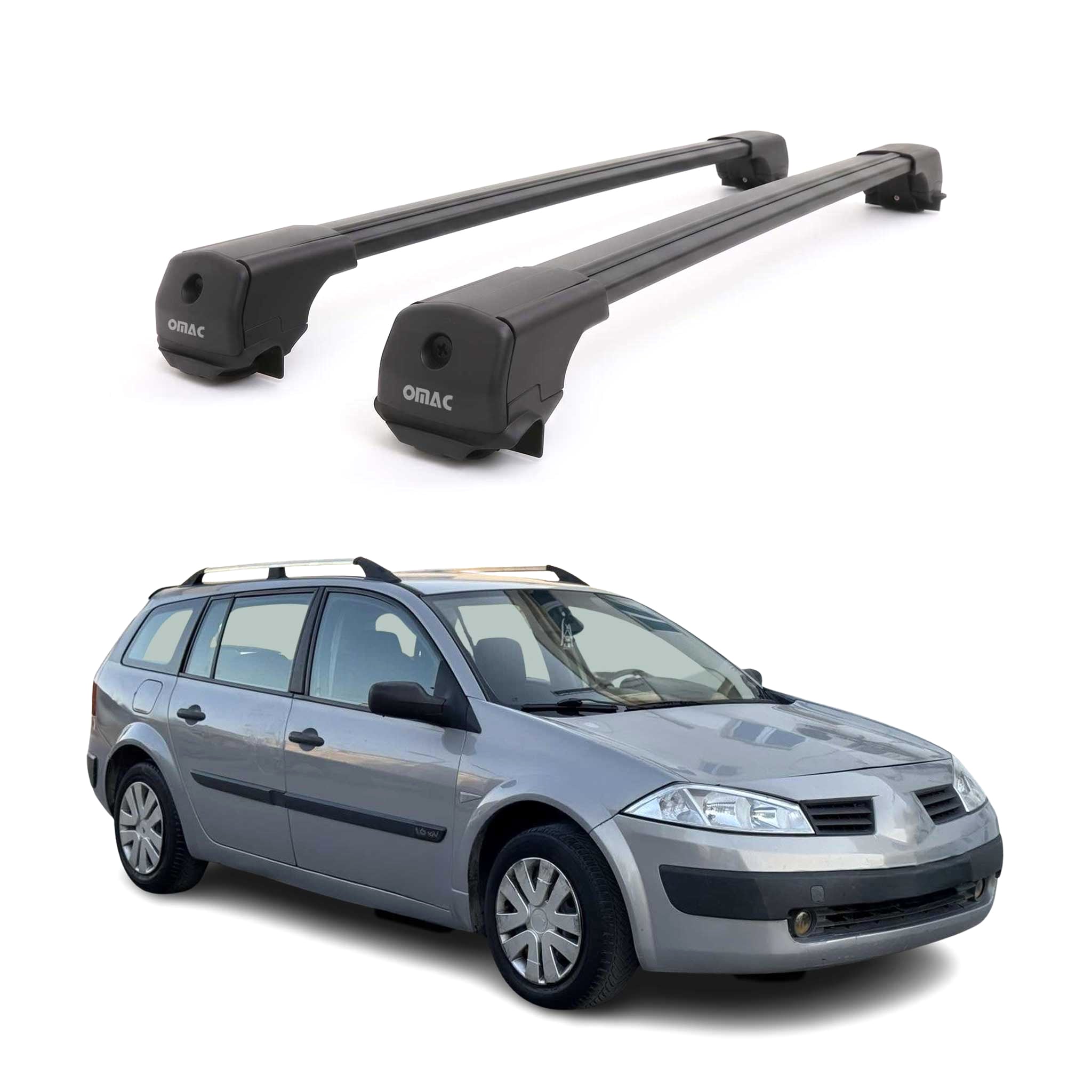 Dachträger Grundträger für Renault Megane II 2003-2008 Aluminium 75kg Schwarz 2x