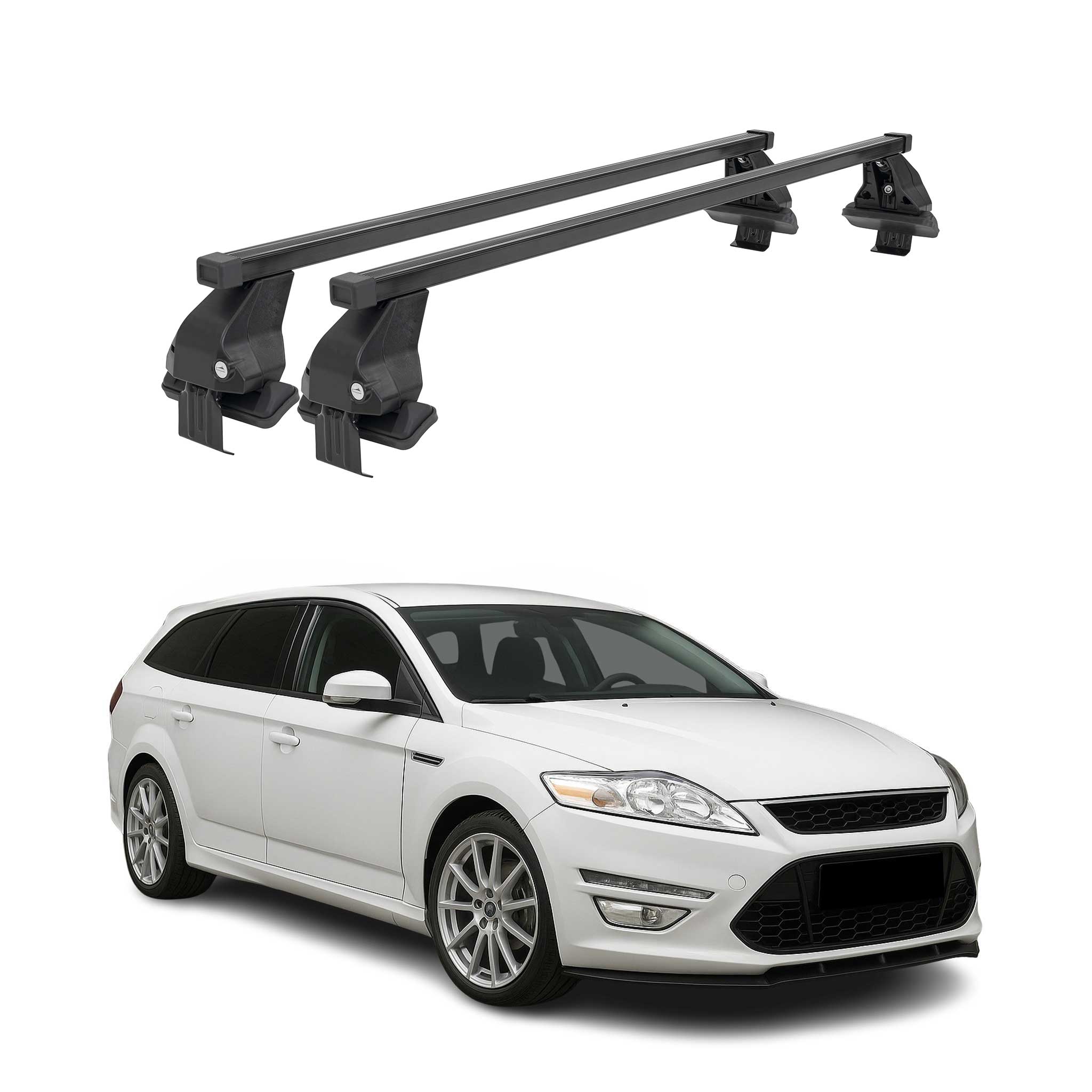 Menabo Dachträger für Ford Mondeo Liftback Turnier 2007-2014 50kg Schwarz 2tlg