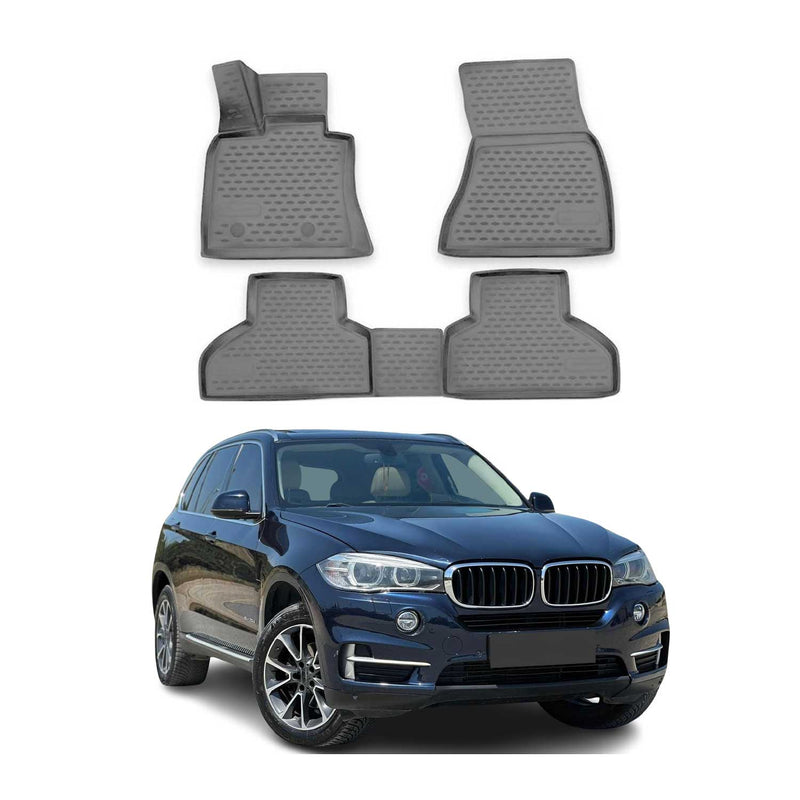 OMAC Gummimatten Fußmatten für BMW X5 F15 F85 2013-2018 TPE Automatten Grau 4x