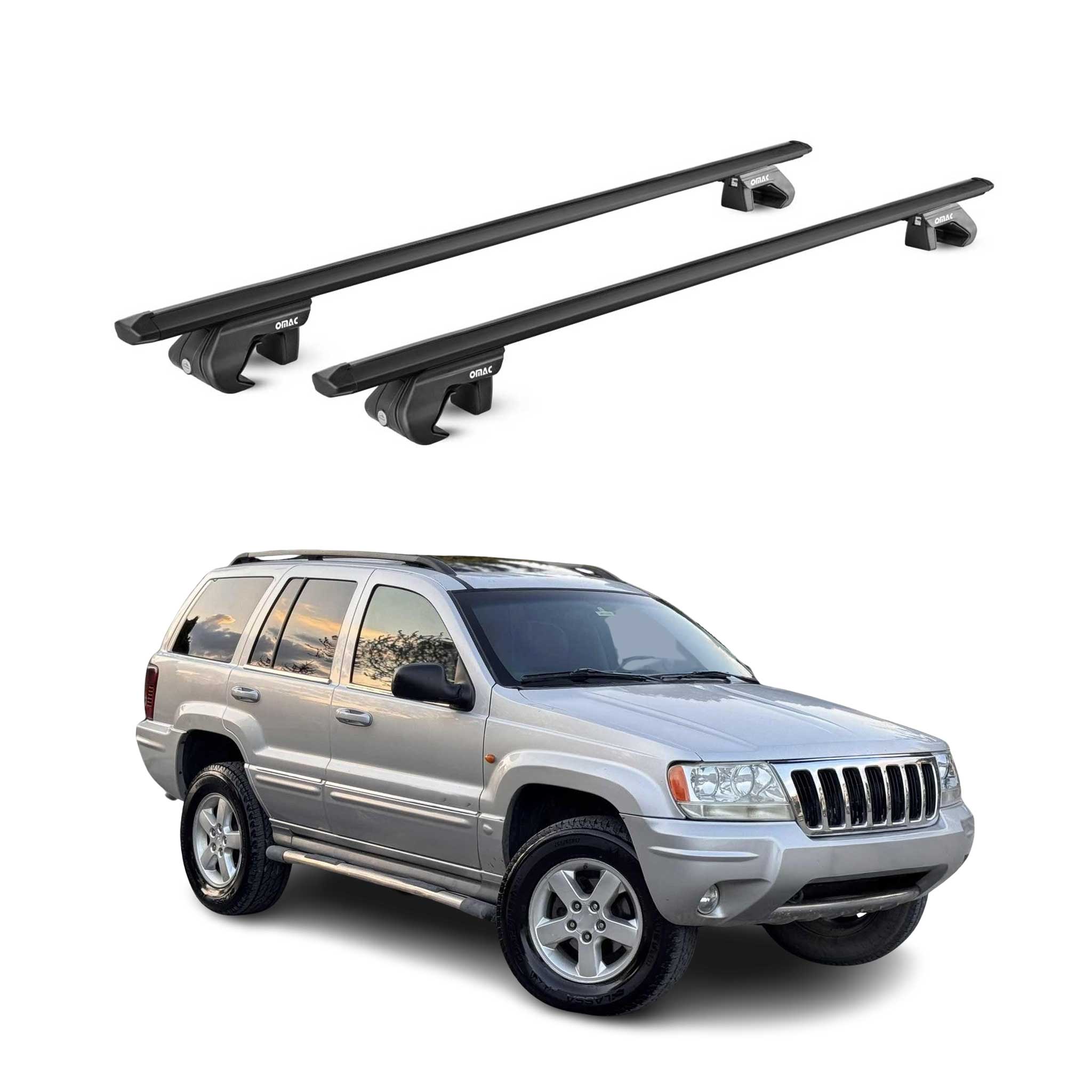Dachträger Grundtäger für Jeep Grand Cherokee WJ 1999-2004 90kg Alu Schwarz ABE