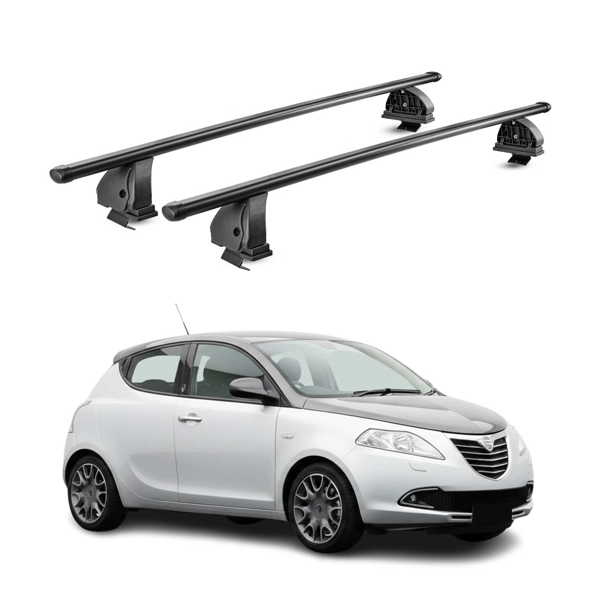 Stahl Dachträger für Lancia Ypsilon III 2011-2024 TÜV Abschließbar 2tlg Schwarz