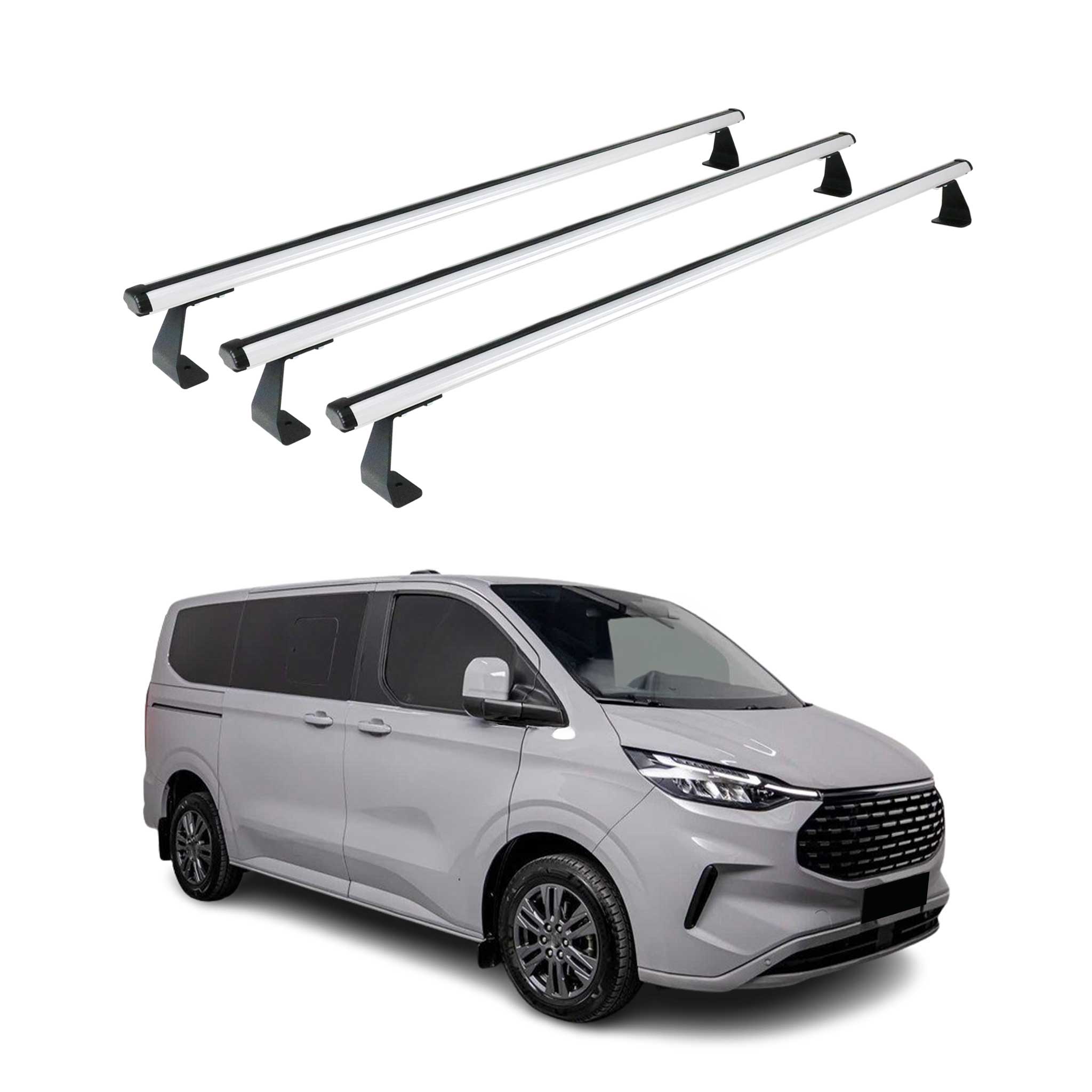 Dachträger für Ford Transit Custom / Tourneo Custom 2023-2026 75kg Alu Grau 3tlg