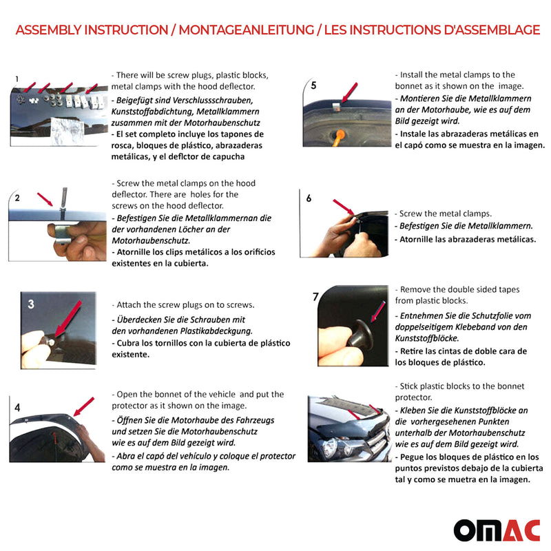 Motorhaube Deflektor Insekten Motorhaubeschutz für Fiat Doblo I 2000-2005