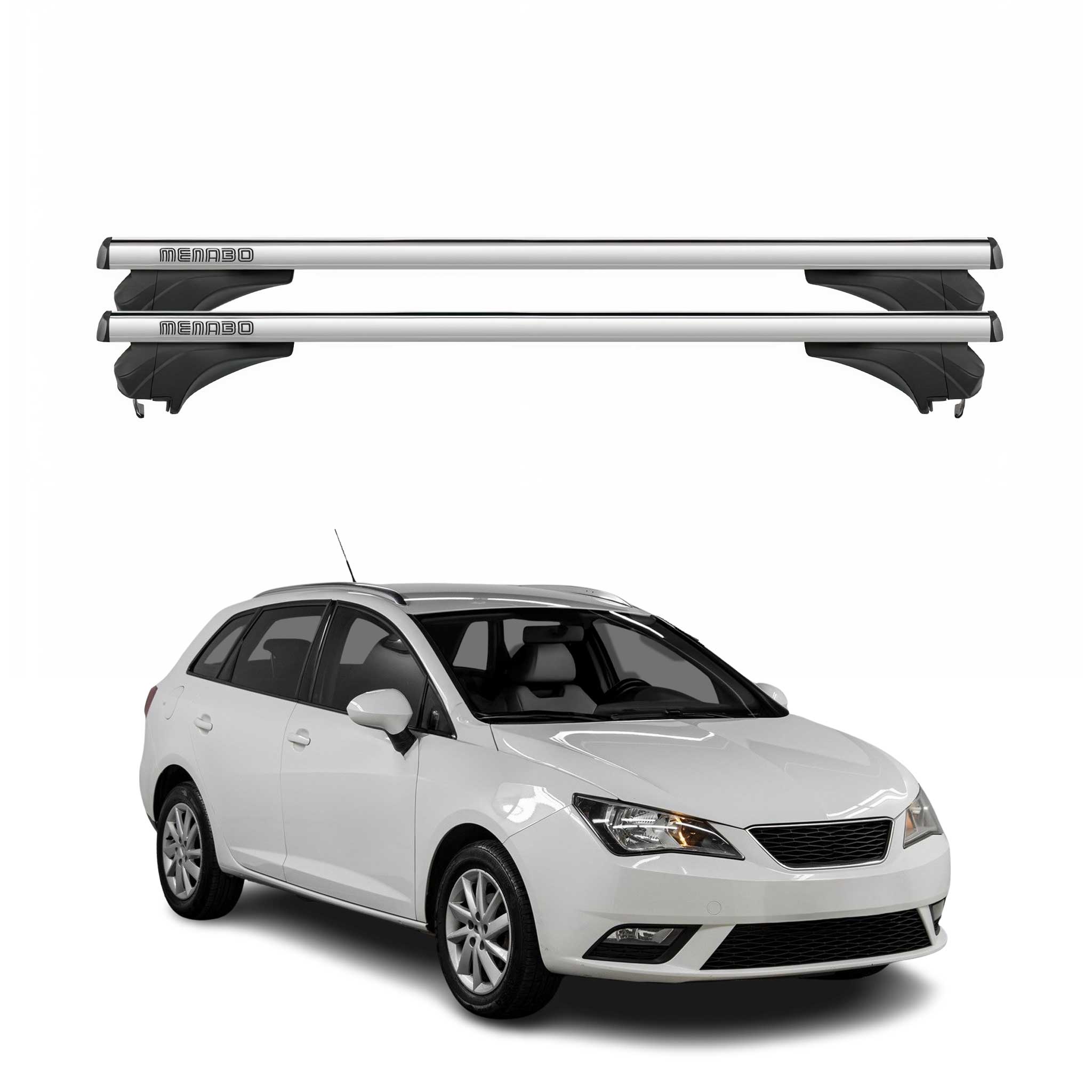 Menabo Dachträger Grundtäger für Seat Ibiza IV ST 2010-2016 Aluminium Silber 2x