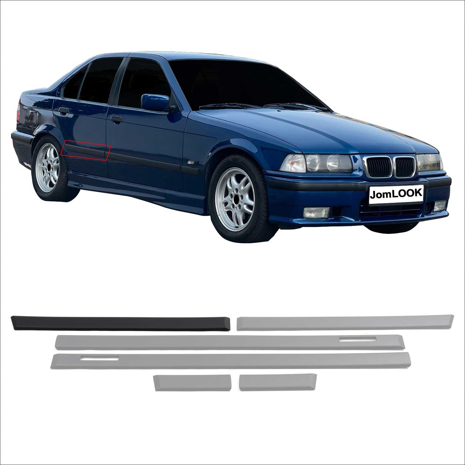 JOM Seitenleisten Türleisten für BMW 3er E36 Limo Touring schwarz 6tlg
