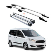 Dachreling + Dachträger für Ford Courier 2014-2023 Kurzer Aluminium Silber 4x