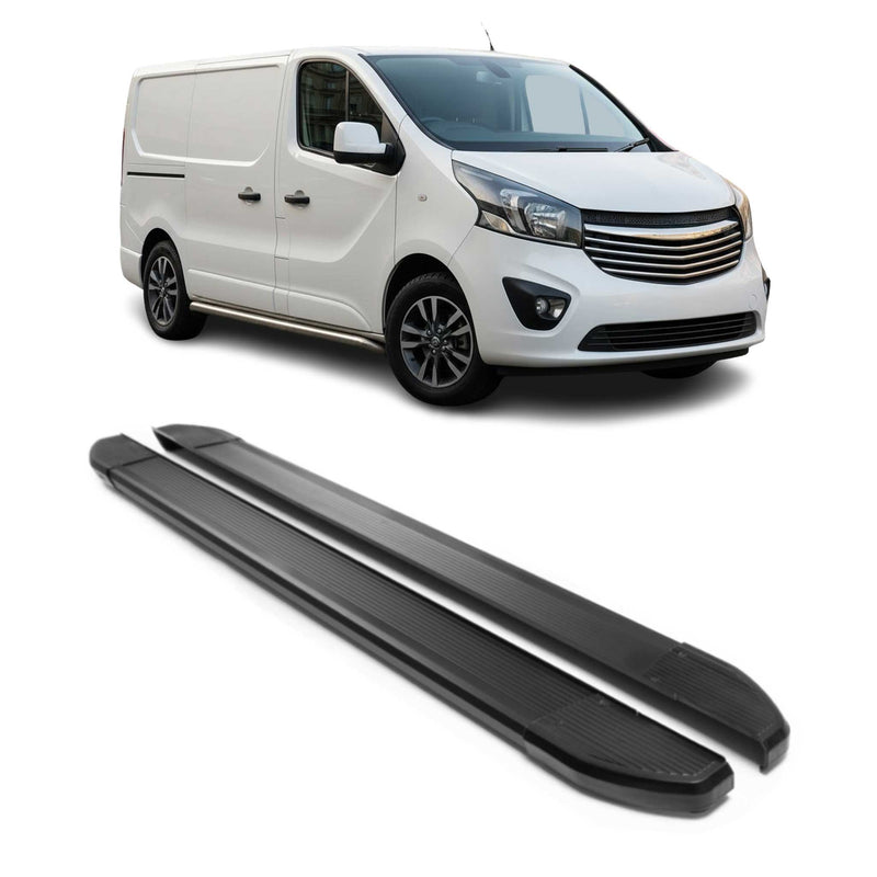 Alu Seitenschweller Trittbretter für Opel Vivaro 2014-2019 Kurzer Schwarz 2tlg