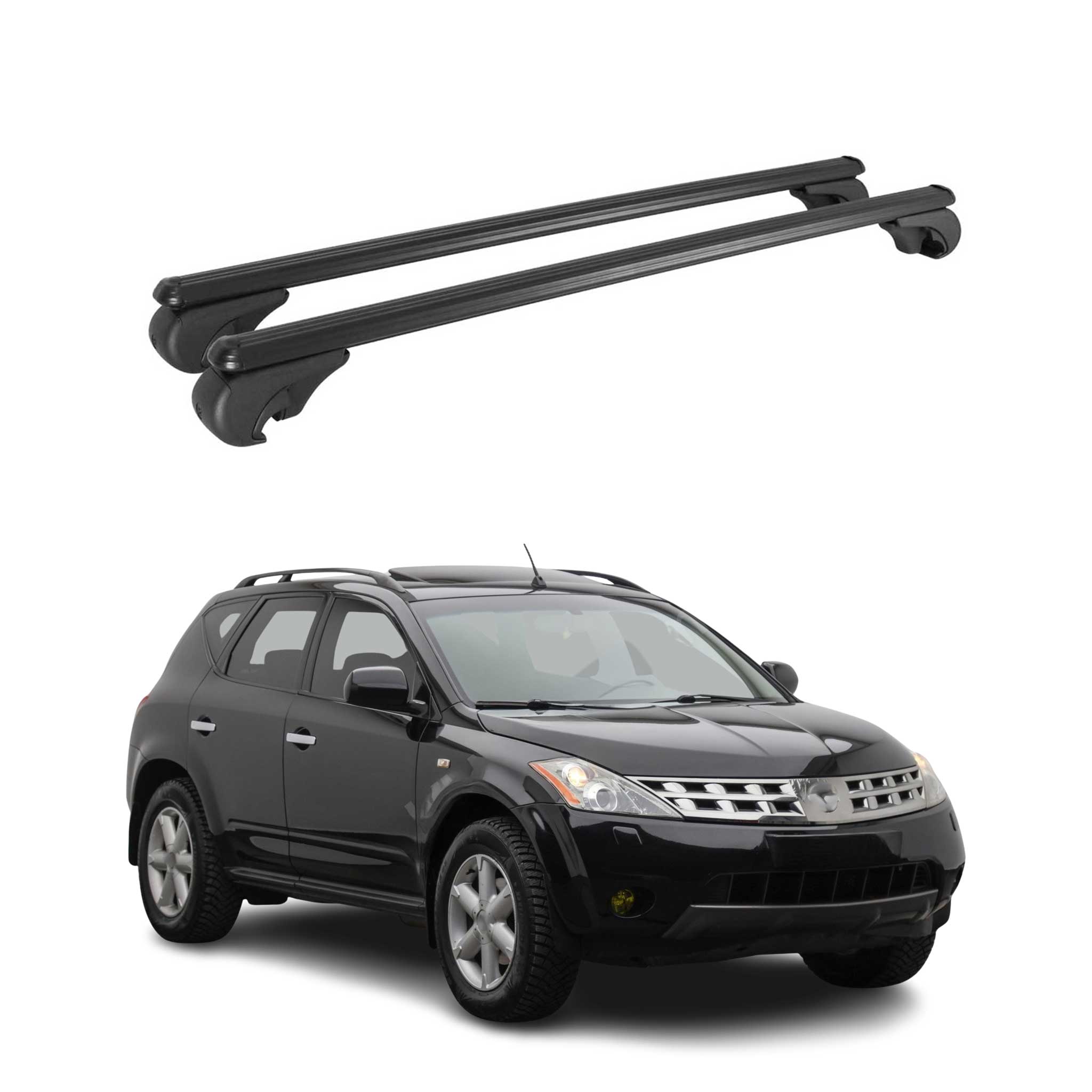 Dachträger Grundträger für Nissan Murano I 2005-2008 TÜV Aluminium Schwarz 2tlg