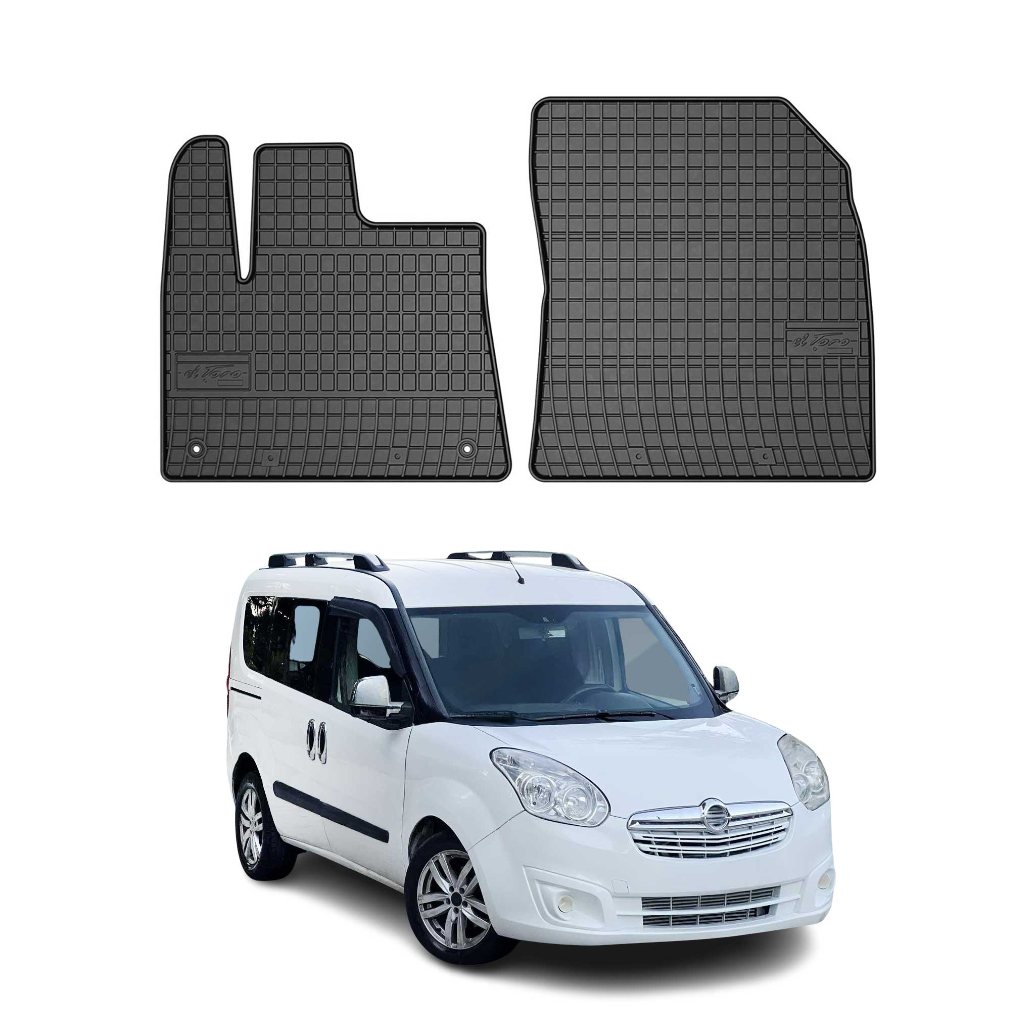OMAC Gummi Fußmatten für Opel Combo 2012-2019 Automatten Gummi TPE Schwarz 2tlg