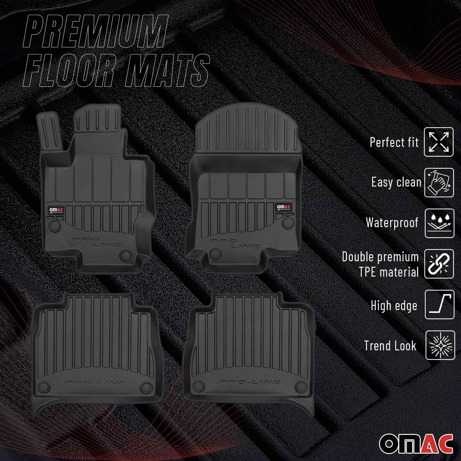 OMAC Gummi Fußmatten für Mercedes GLE V167 2019-2024 Premium Gummi Schwarz 4tlg
