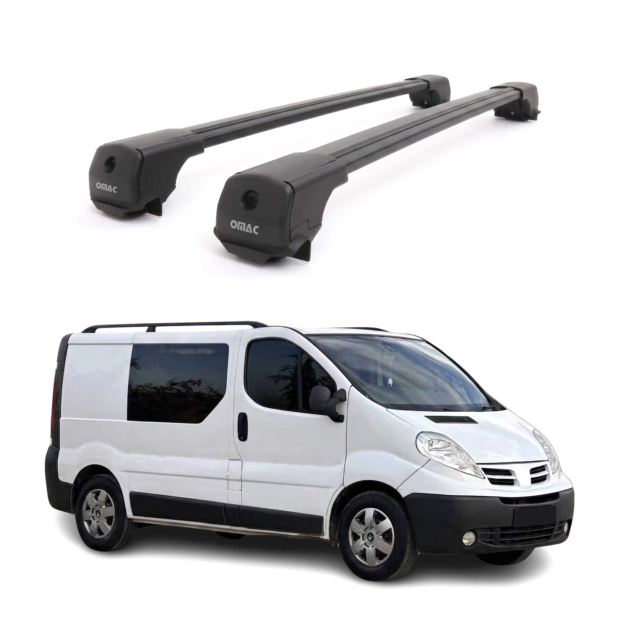 Dachträger Grundträger für Nissan Primastar 2001-2014 Aluminium 75kg Schwarz 2x