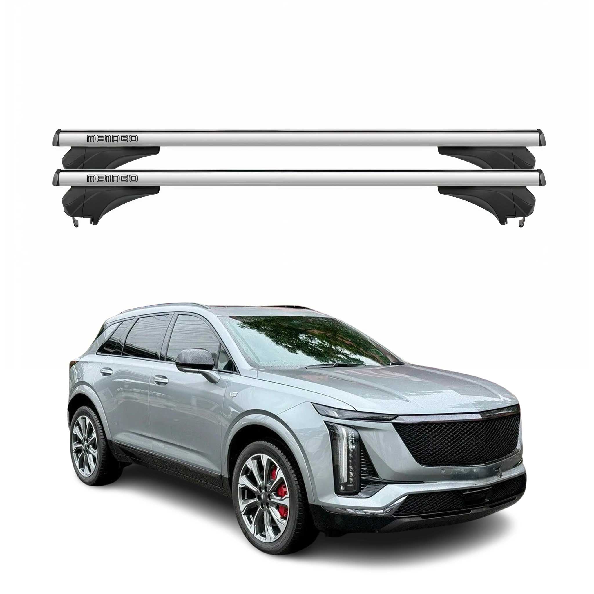 Menabo Dachträger Grundtäger für Cadillac XT5 2020-2024 Aluminium Silber 2 tlg