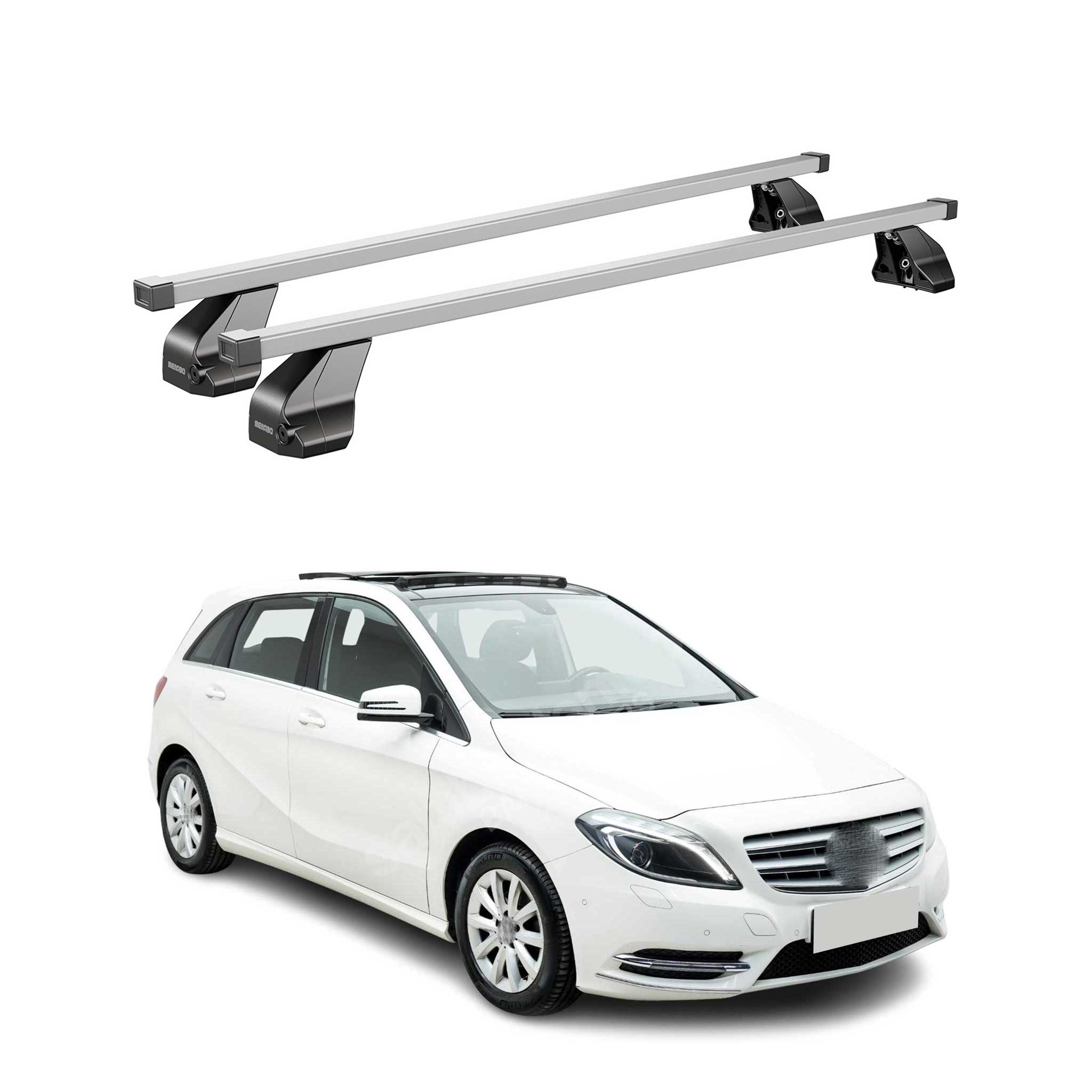 Menabo Dachträger für Mercedes B Klasse W246 2011-2018 75kg Stahl Silber 2x